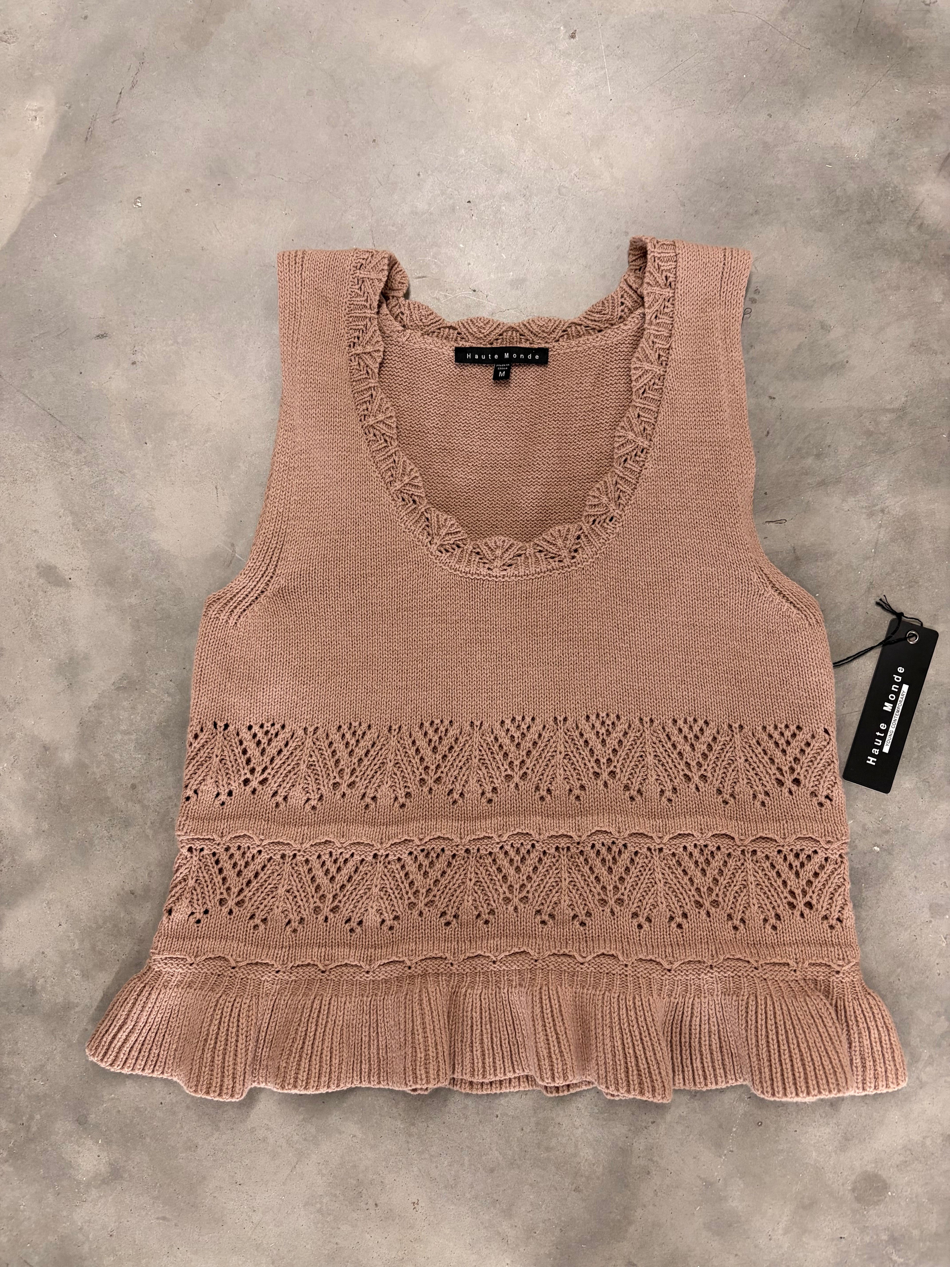 Tan Sleeveless Sweater - Chic Layering Essential