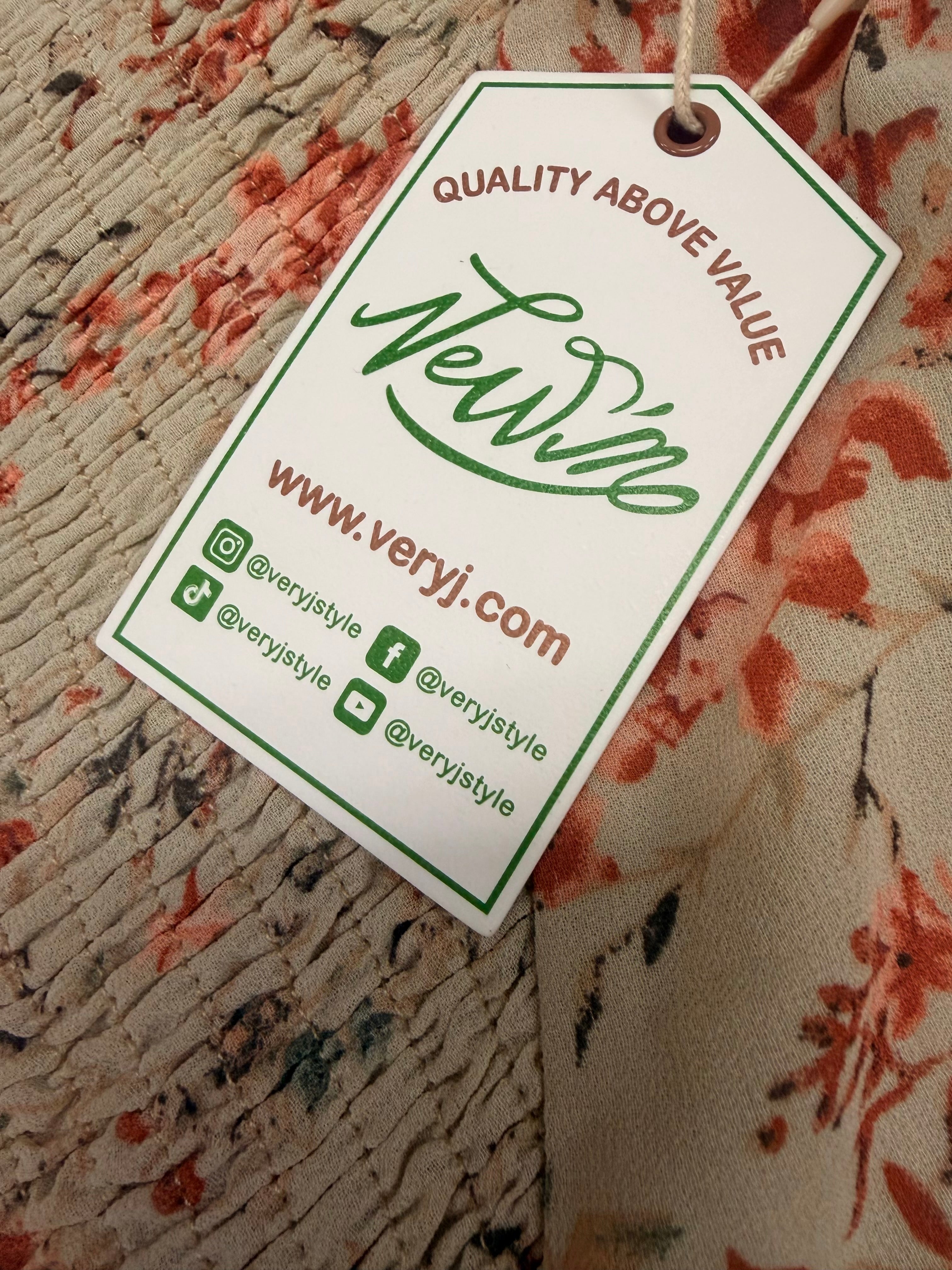 Golden Petal Smocked Floral Midi Dress