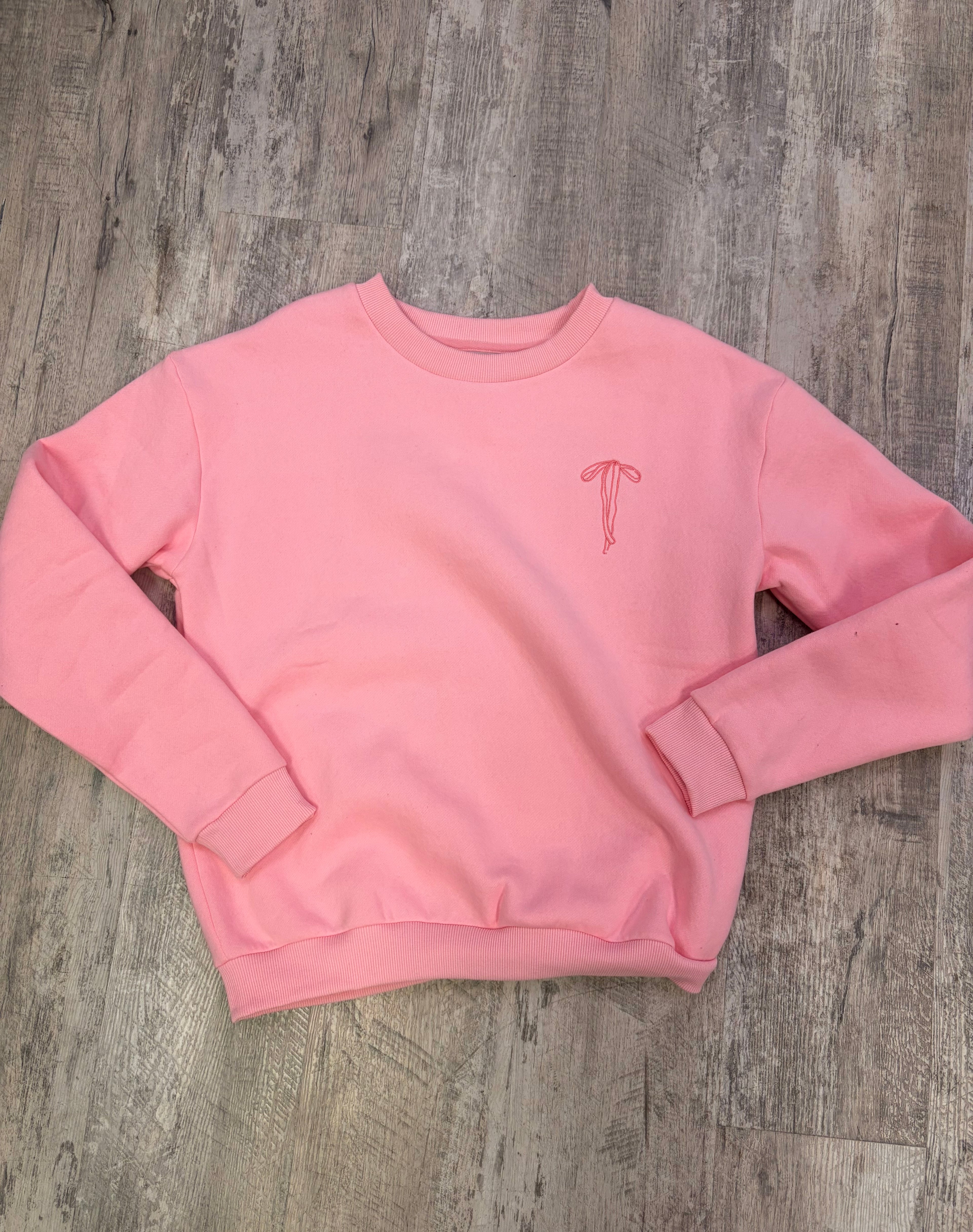 Simply Southern Faith Over Fear Embroidered Pink Crewneck