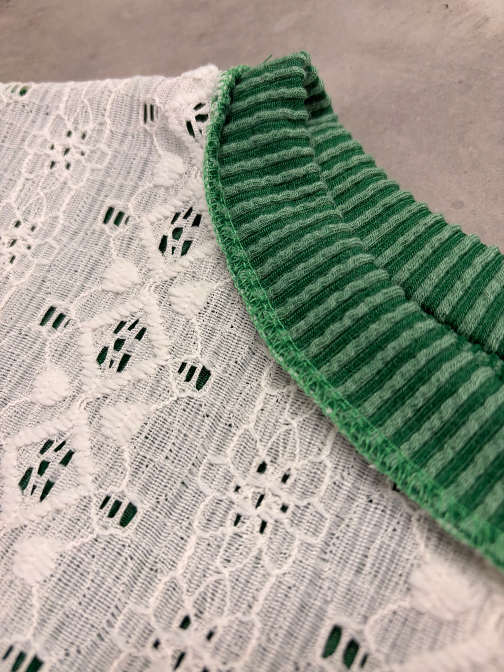 Green Ribbed Lace Top - Romantic & Feminine