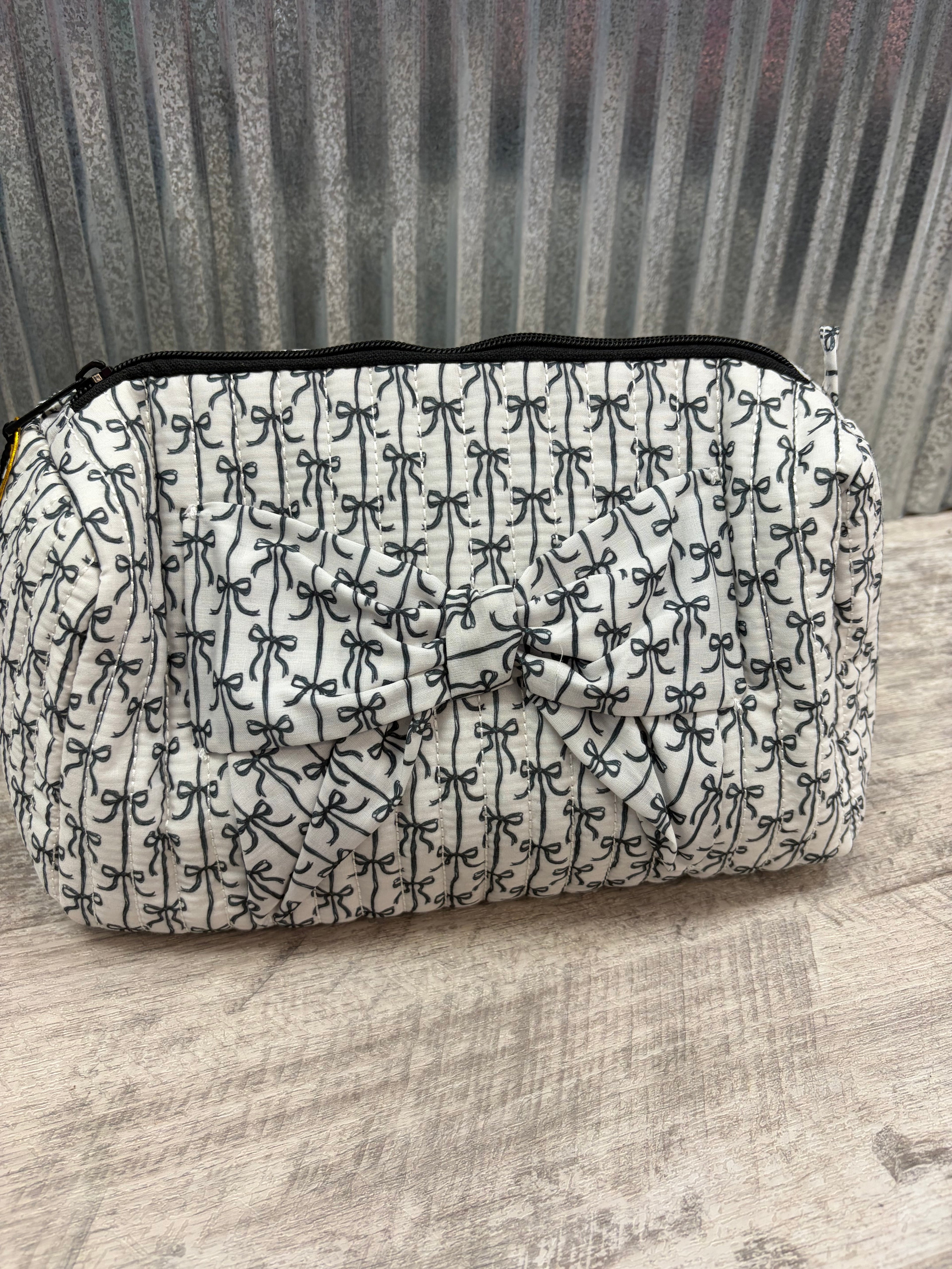 Simply Southern Black & White Bow Cosmetic Bag