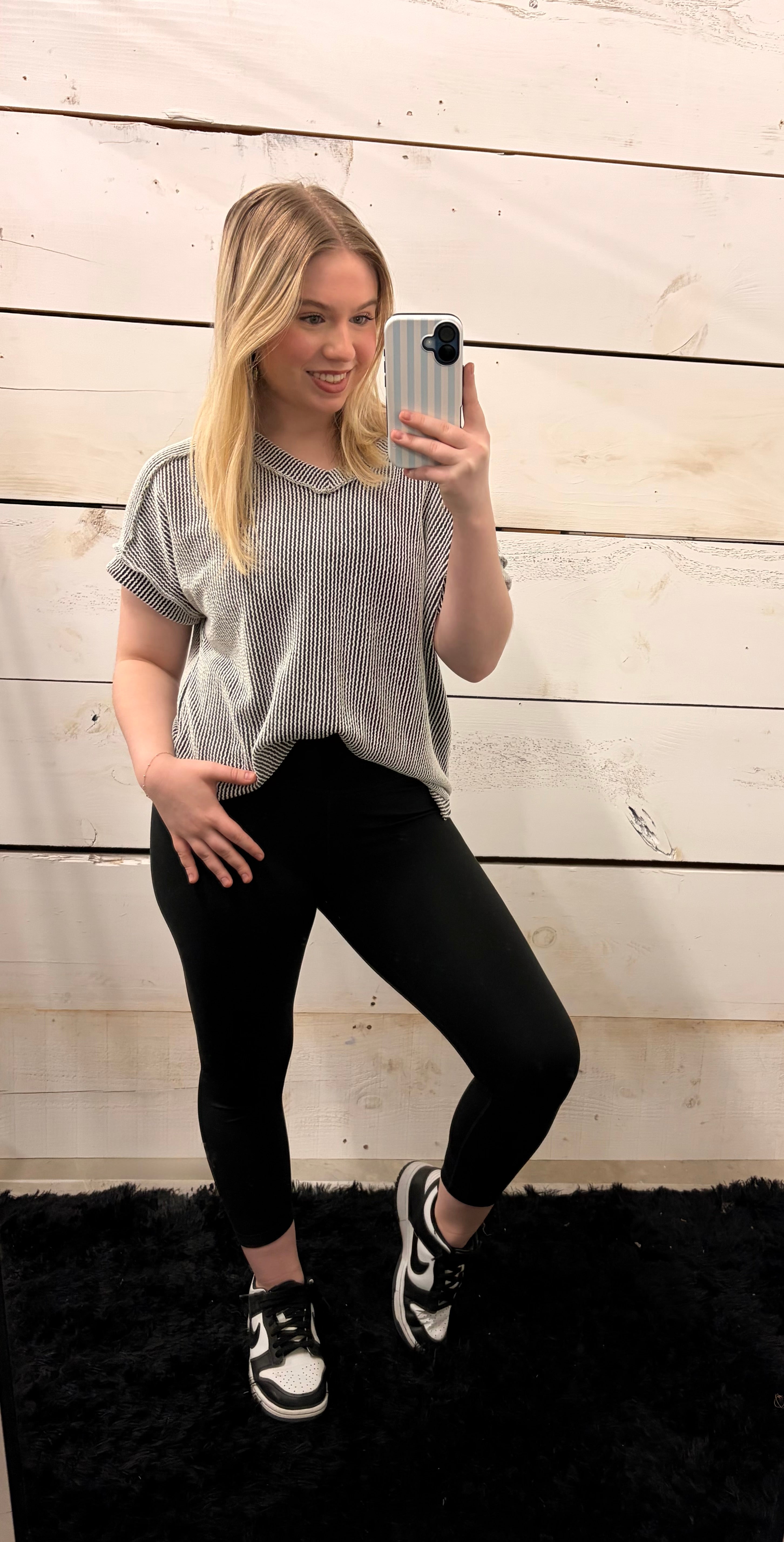 Black Ribbed V-Neck Top - Sleek & Versatile