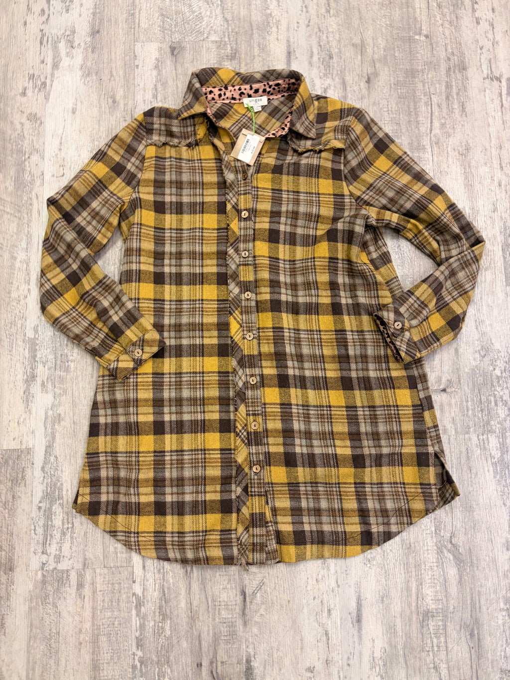Golden Harvest Plaid Shirt Dress