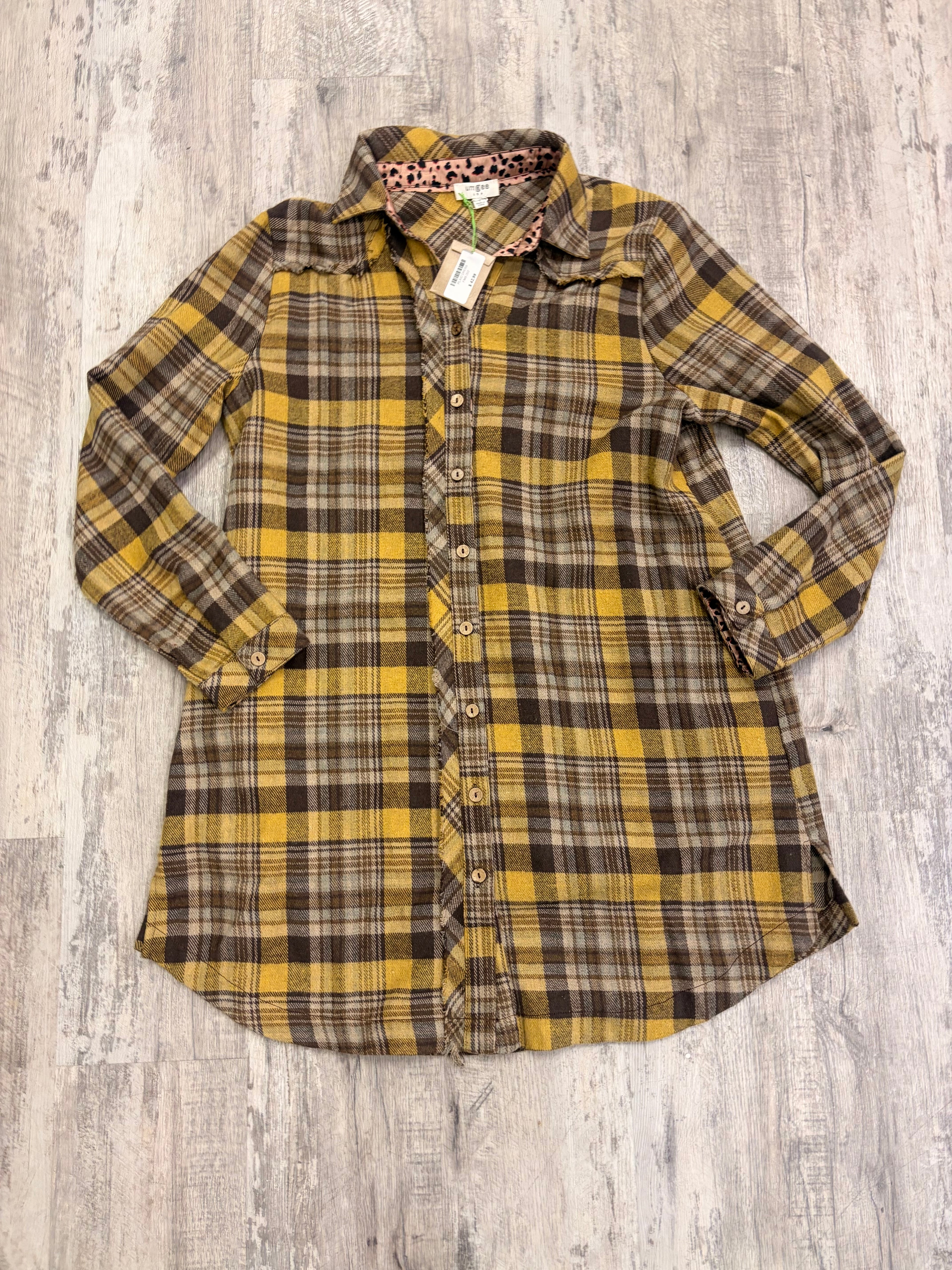 Golden Harvest Plaid Shirt Dress