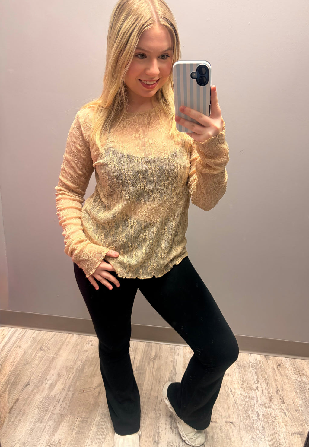 Clean Cut Lace Mesh Top