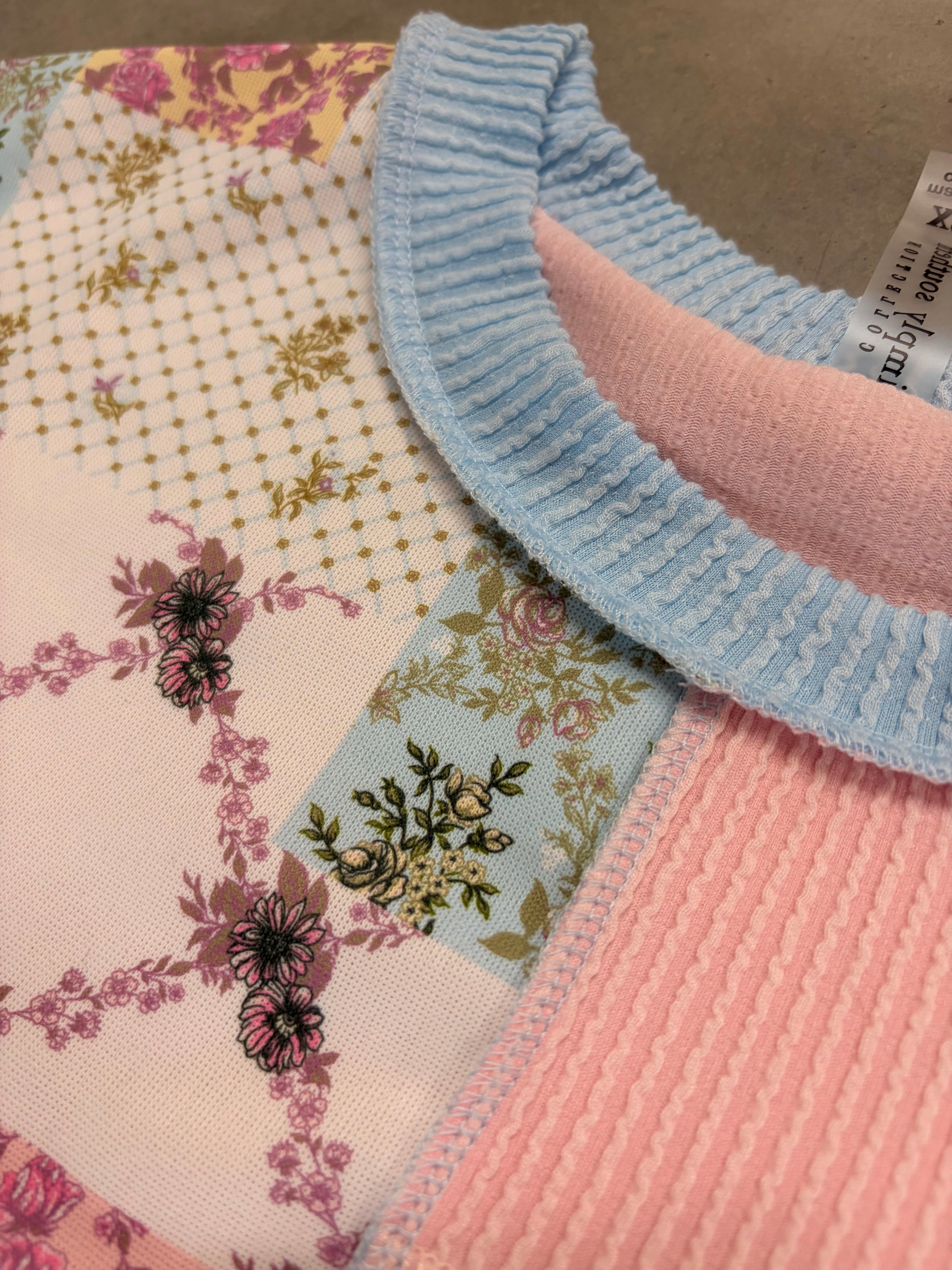 Simply Southern Blue and Pink Patchwork Tee - Casual Comfort