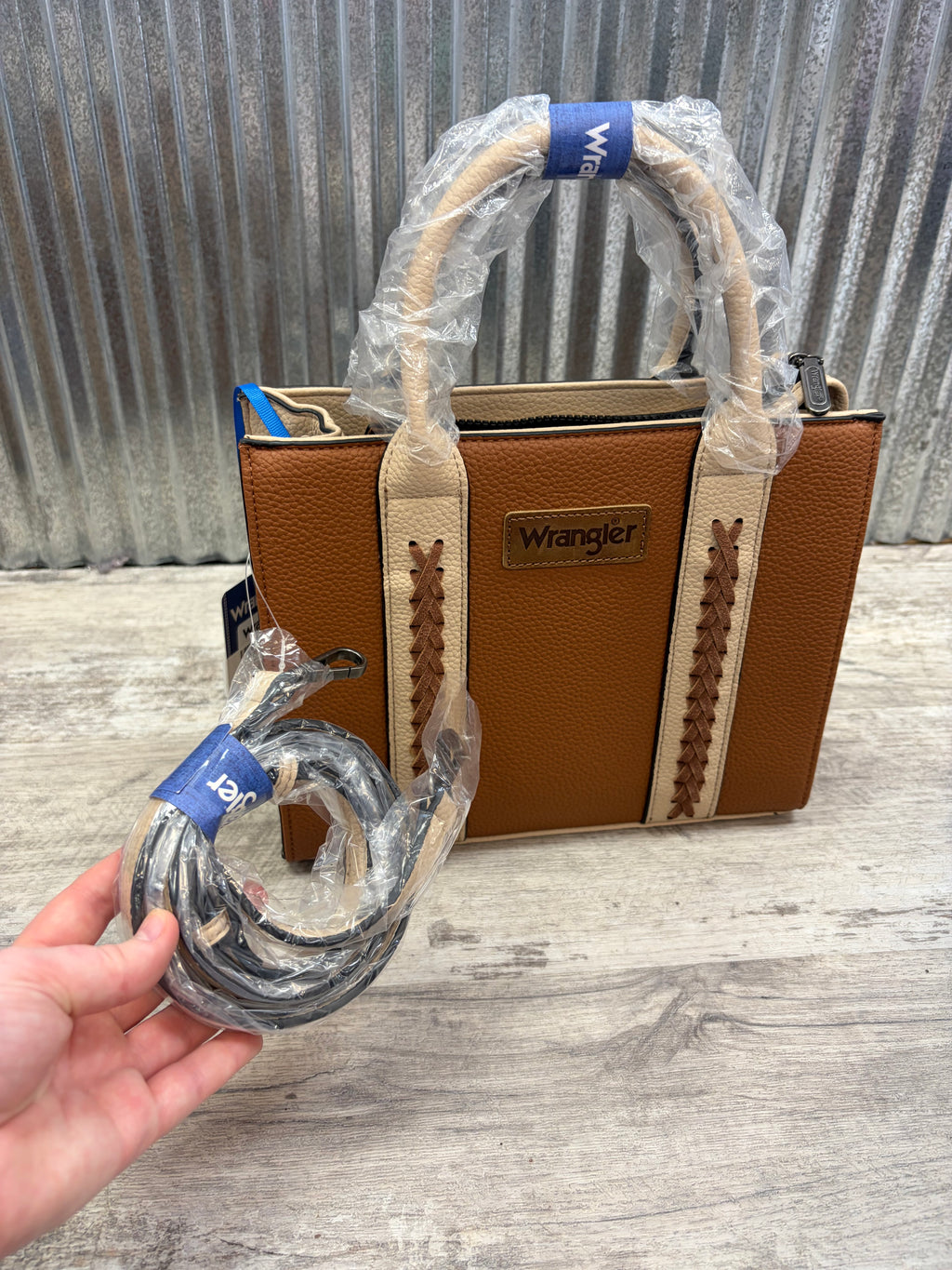 Wrangler Brown Tote with Neutral Accents