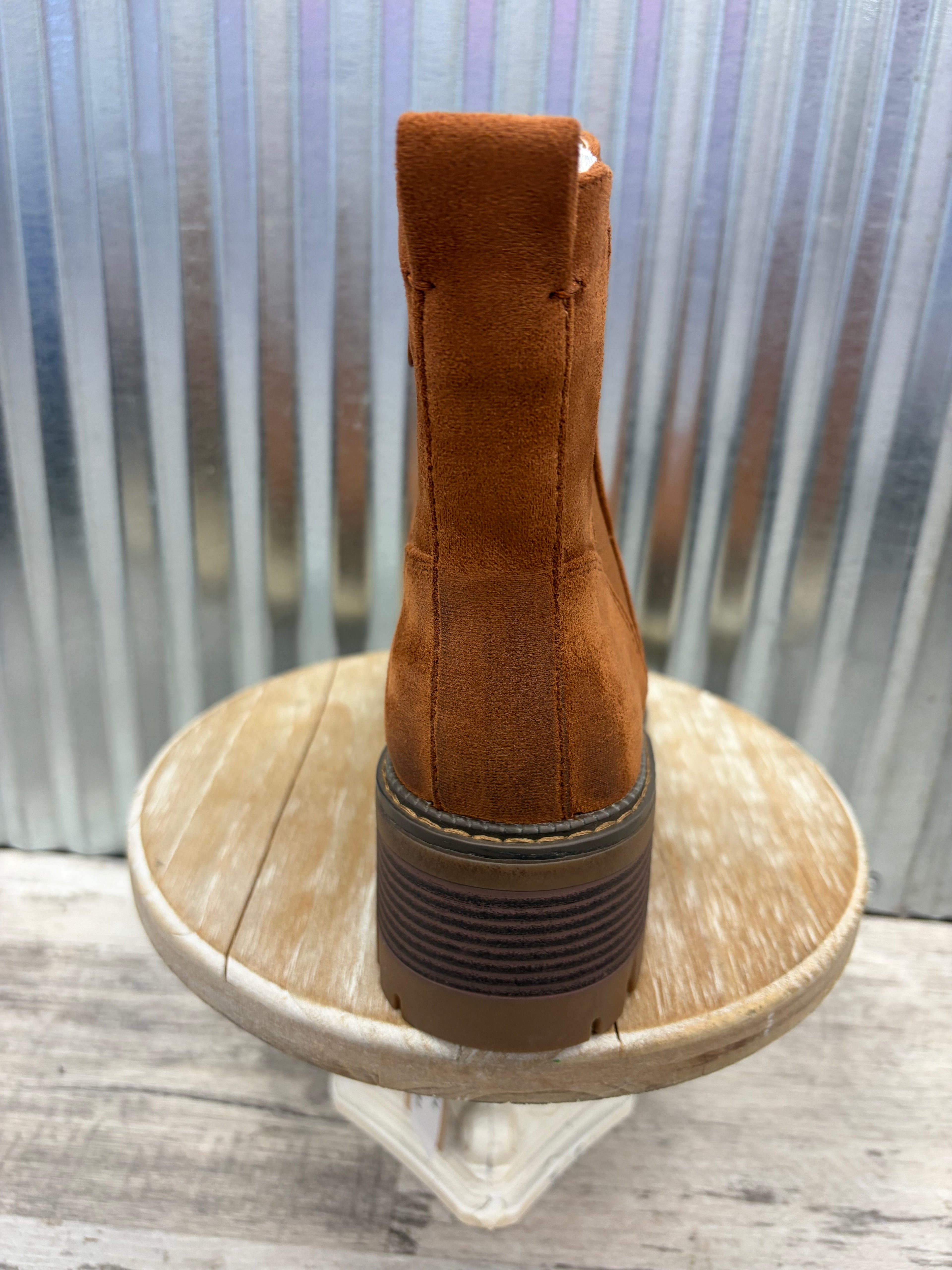 Chestnut Suede Platform Boots