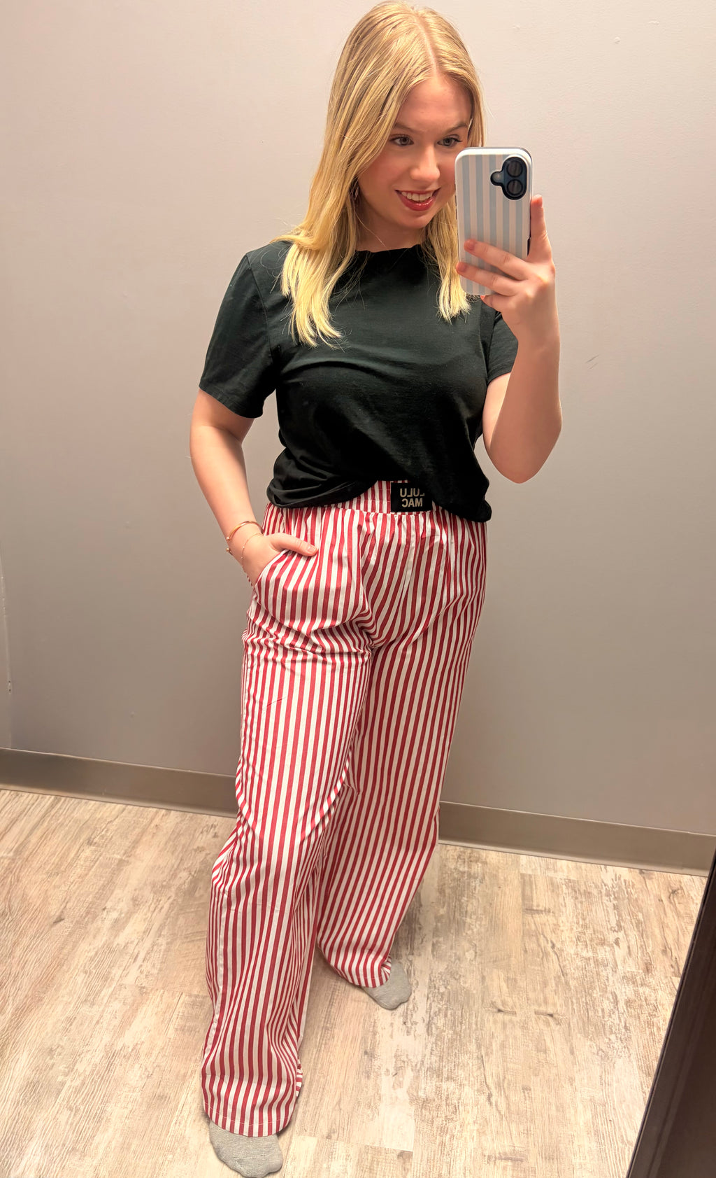 Lulu Mac Thin Red Stripe Statement Pants