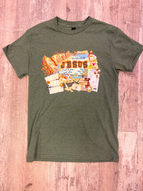 "Do You Know Jesus” Vintage Collage Graphic Tee