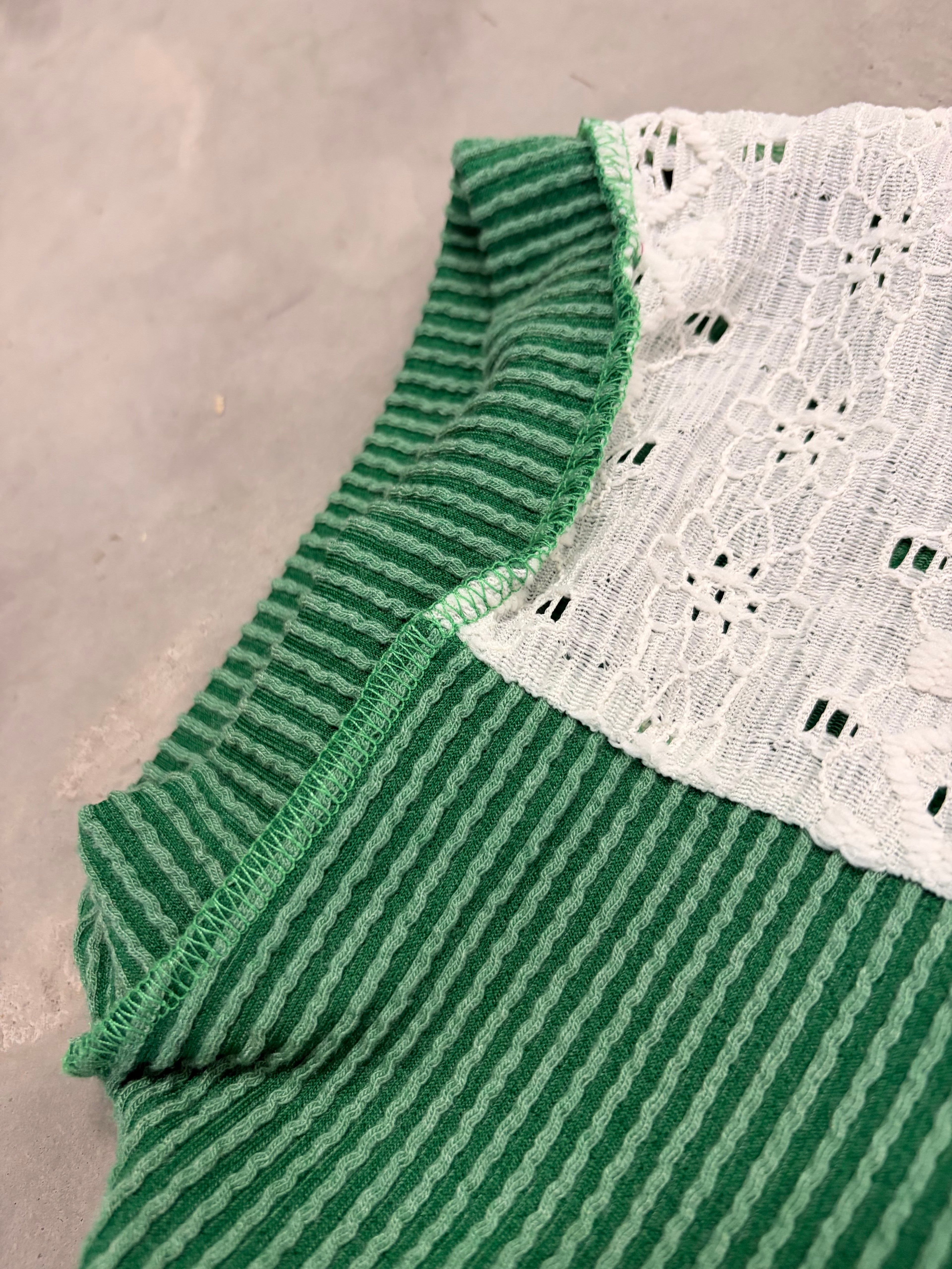 Green Ribbed Lace Top - Romantic & Feminine