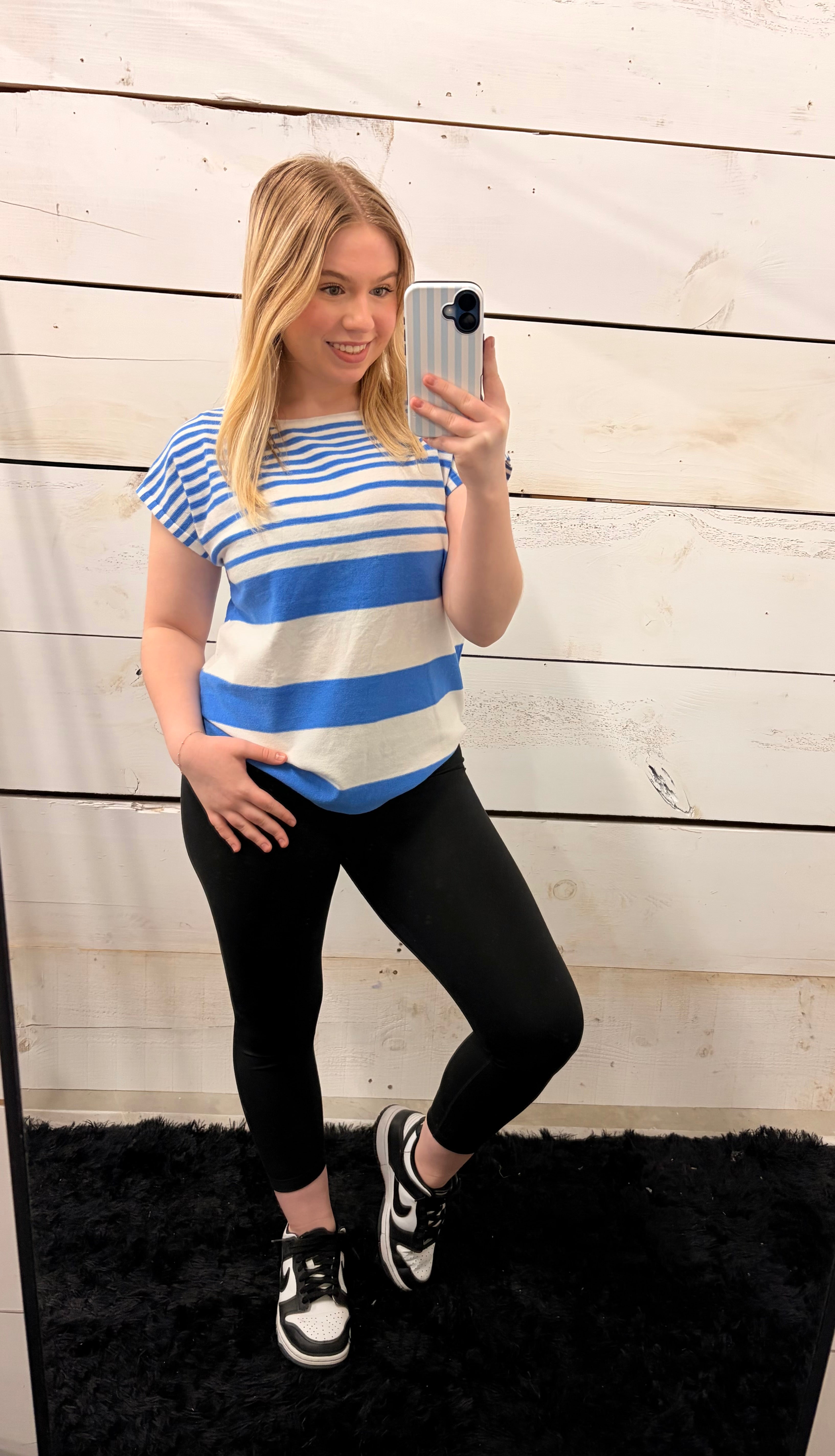Blue and White Striped Top - Classic Nautical Style