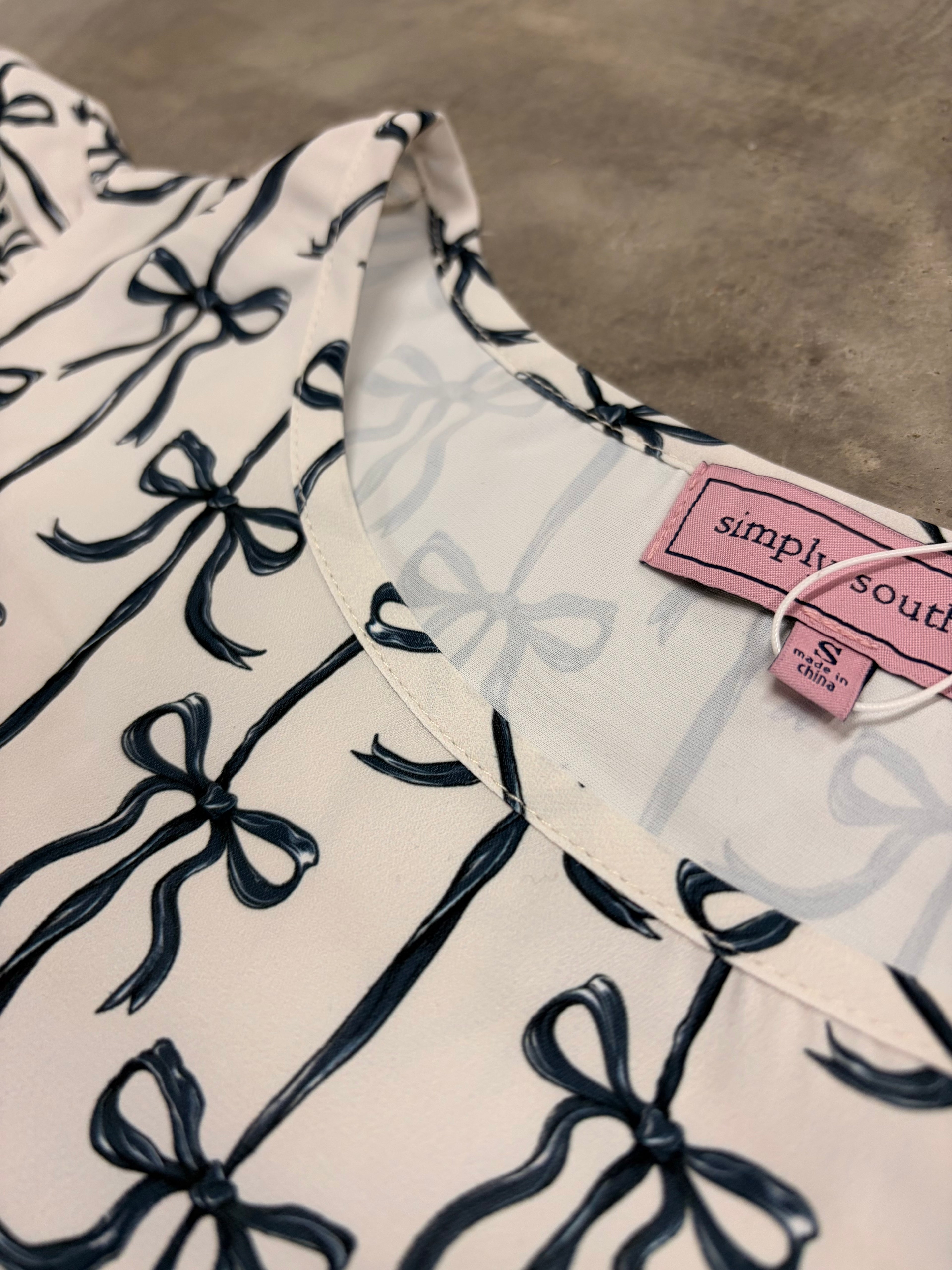 Simply Southern Black Bow Blouse - Elegant Statement Top