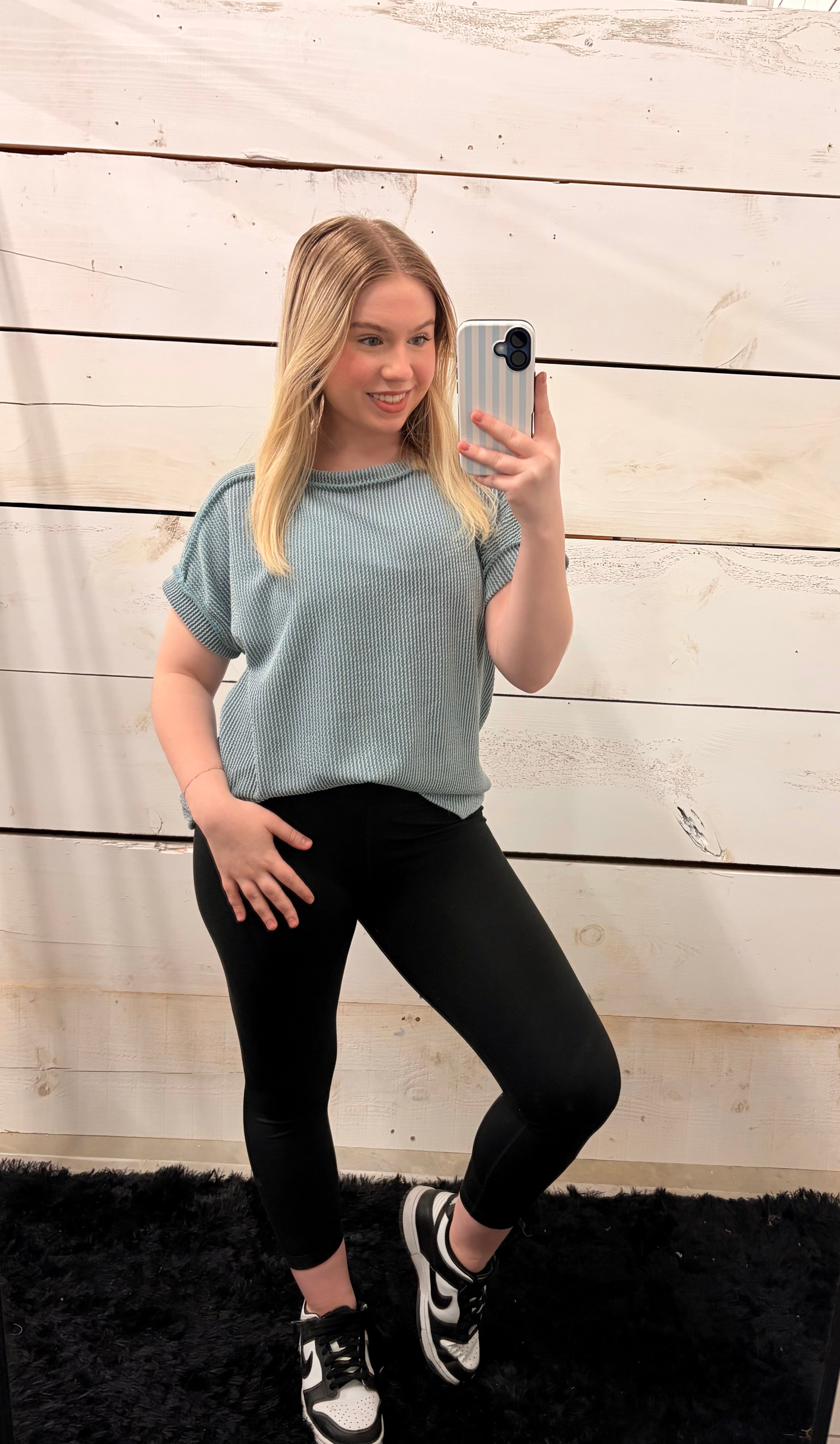 Pigeon Blue Ribbed Top - Soft & Sophisticated