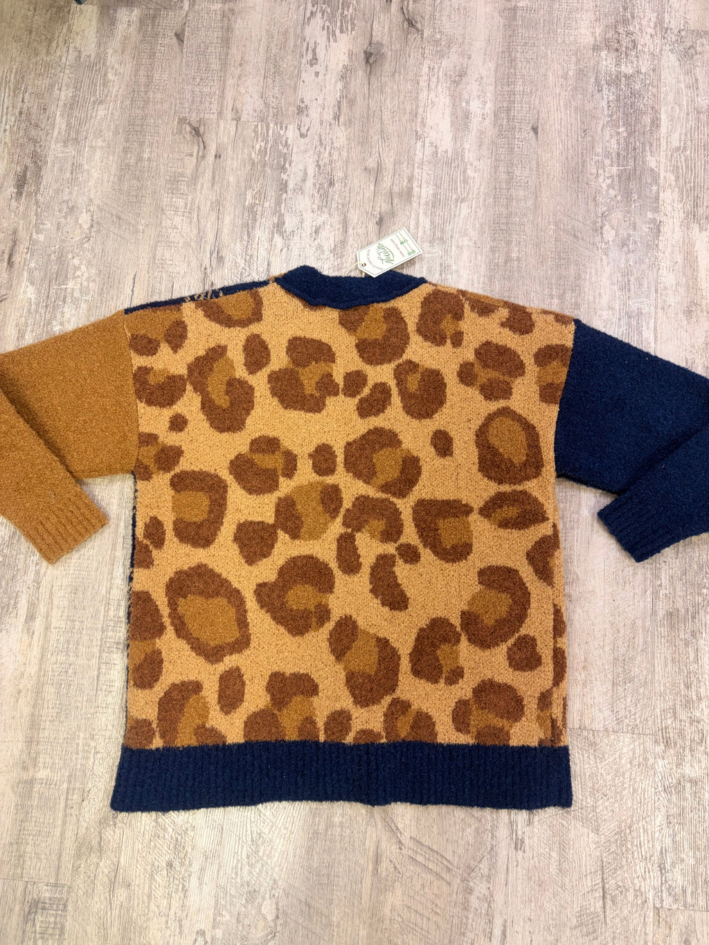 Patchwork Print Cozy Knit Button Cardigan