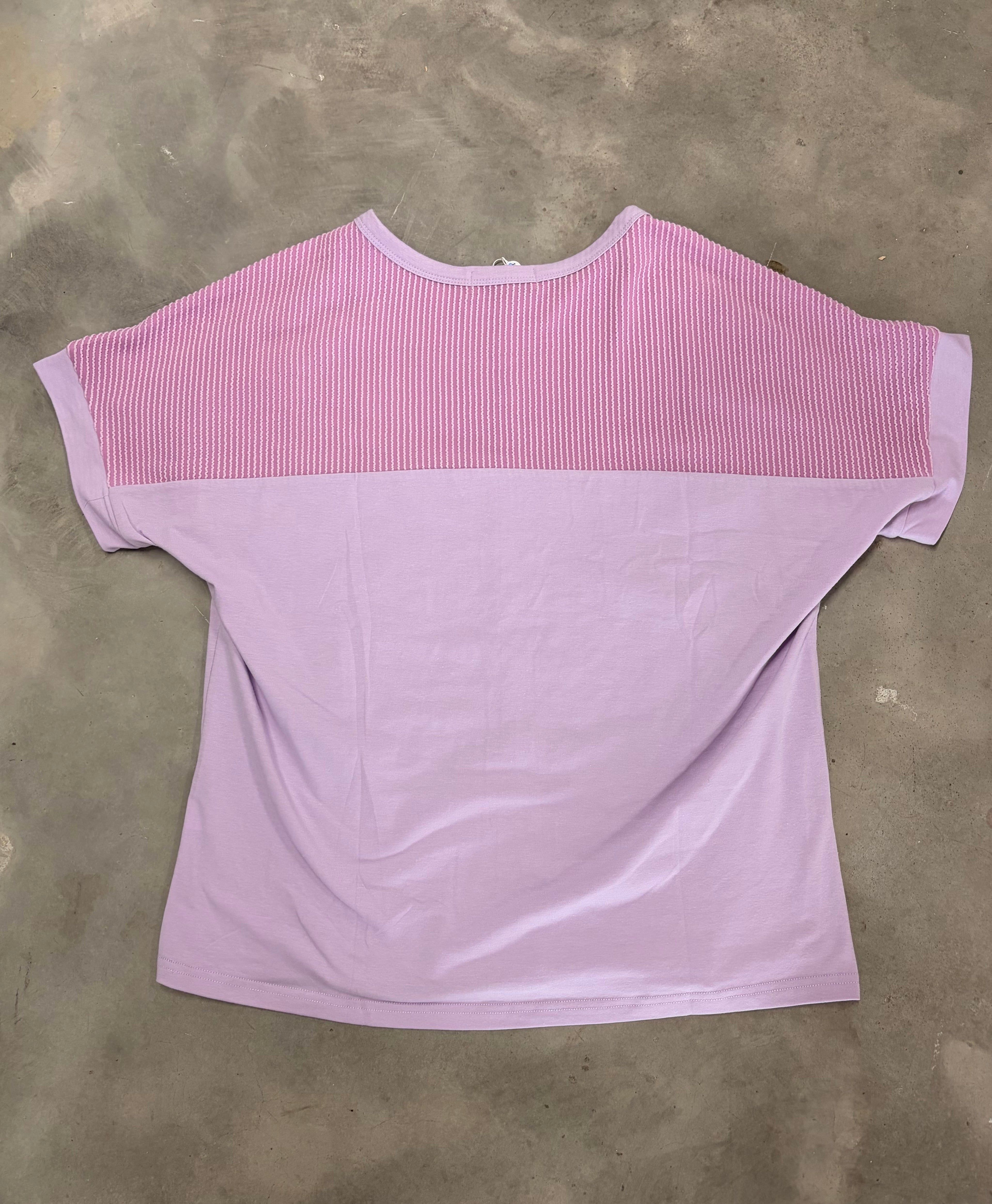 Simply Southern Lilac Ribbed Pocket Tee with Bow