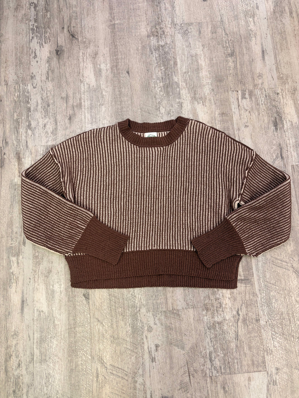 Two-Tone Brown Ultra-Soft Knit Sweater