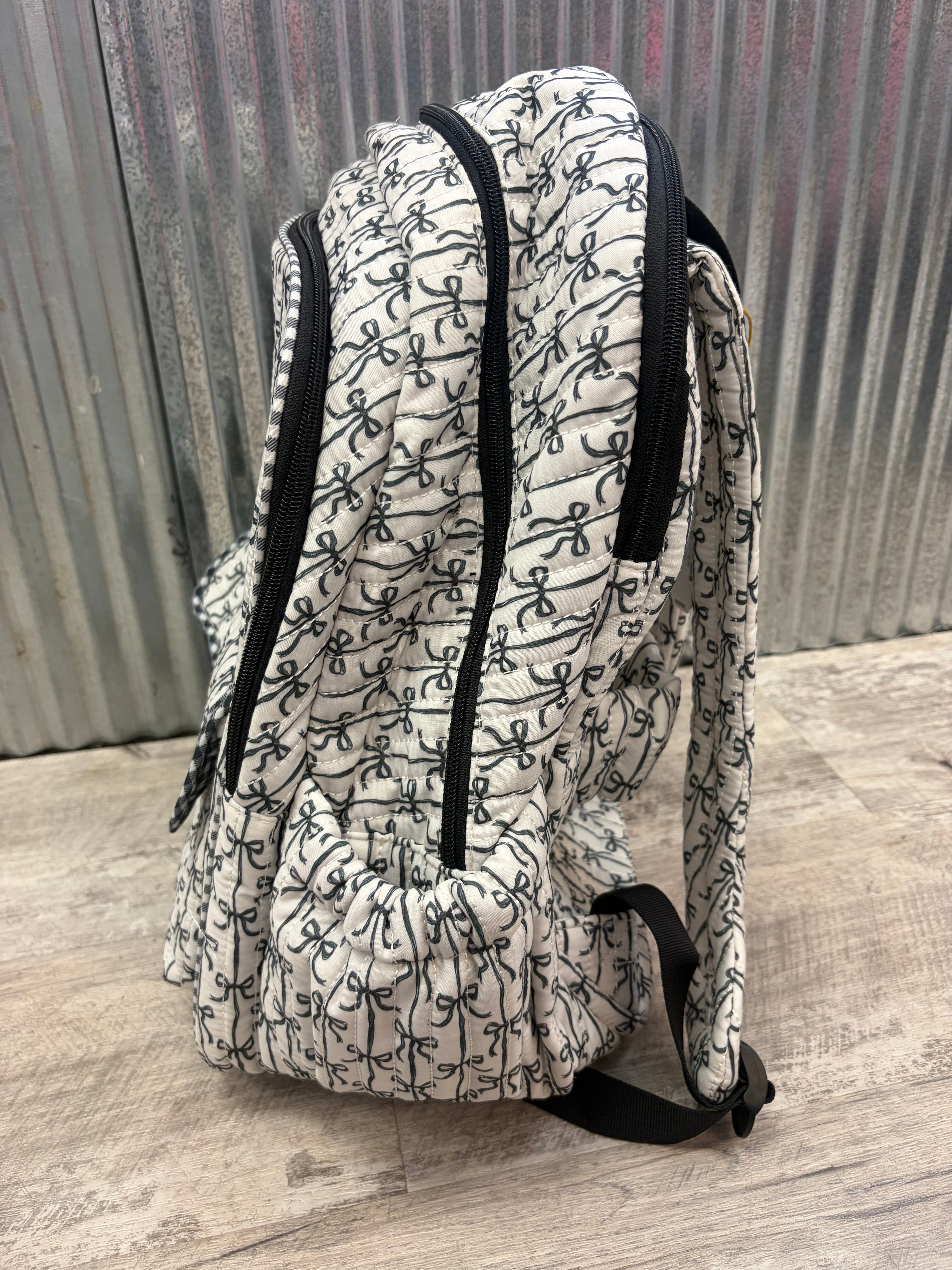 Simply Southern Black & White Bow Quilted Backpack