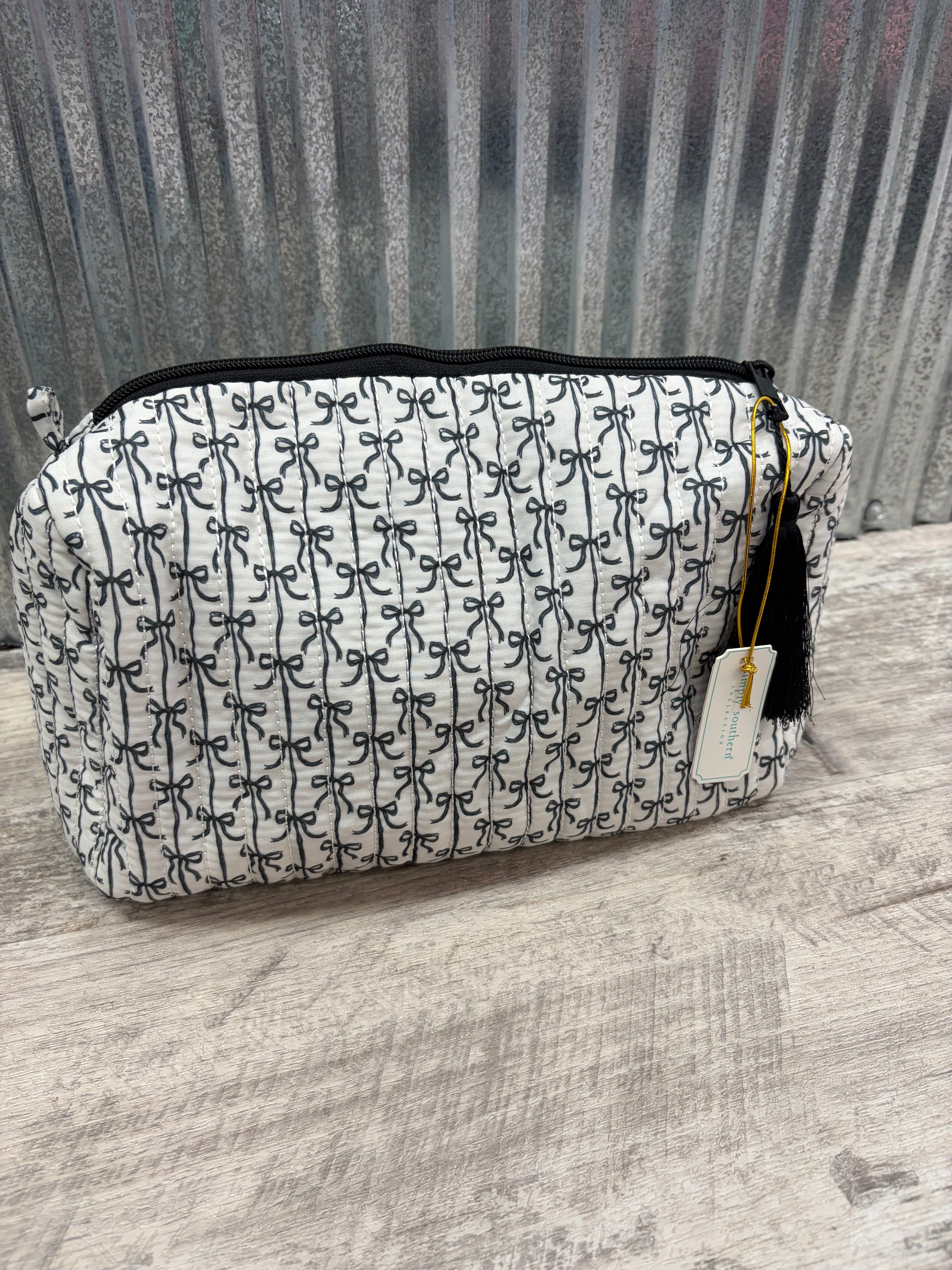 Simply Southern Black & White Bow Cosmetic Bag