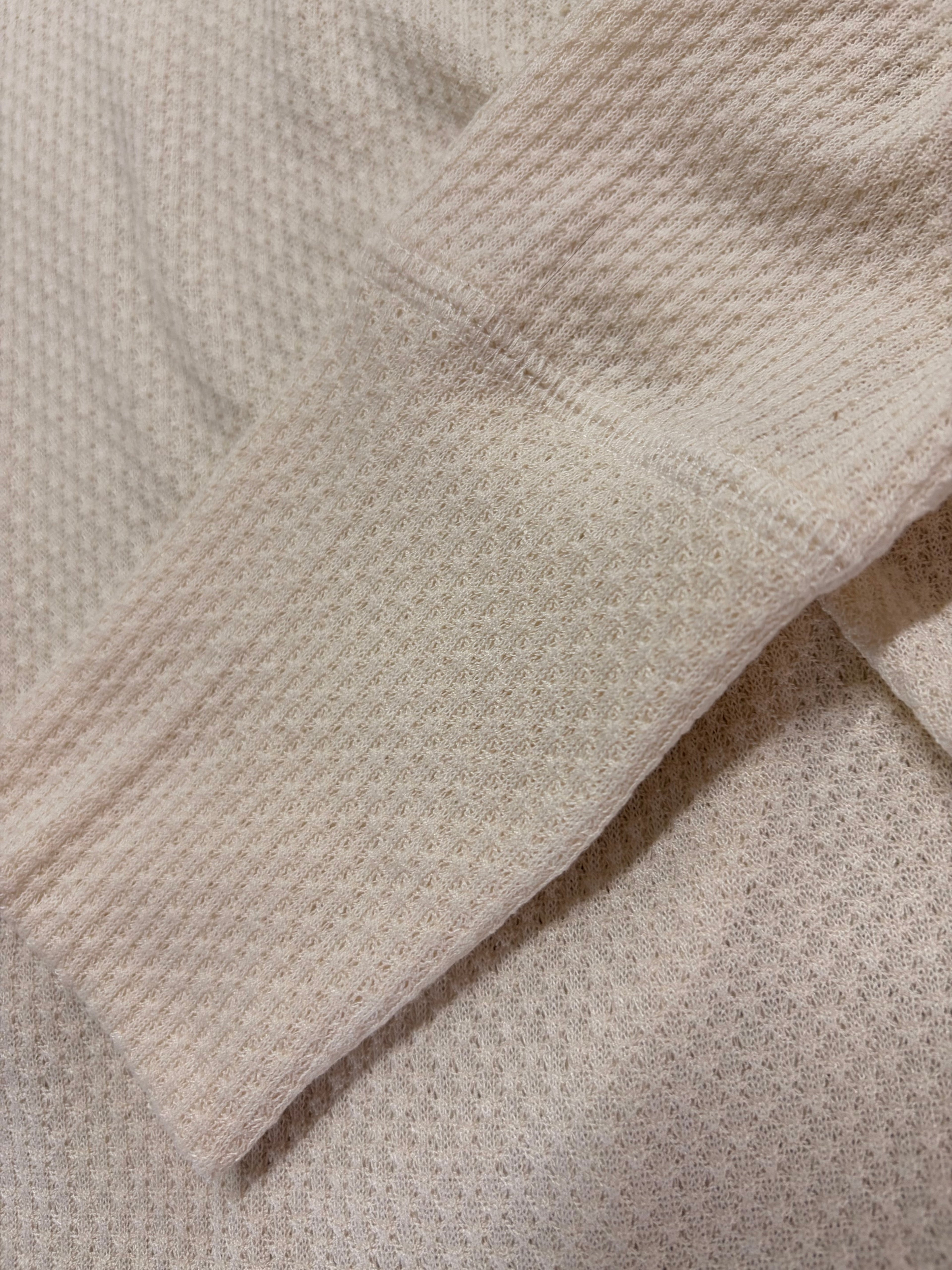 Cream Waffle Knit V-Neck Top - Cozy & Chic