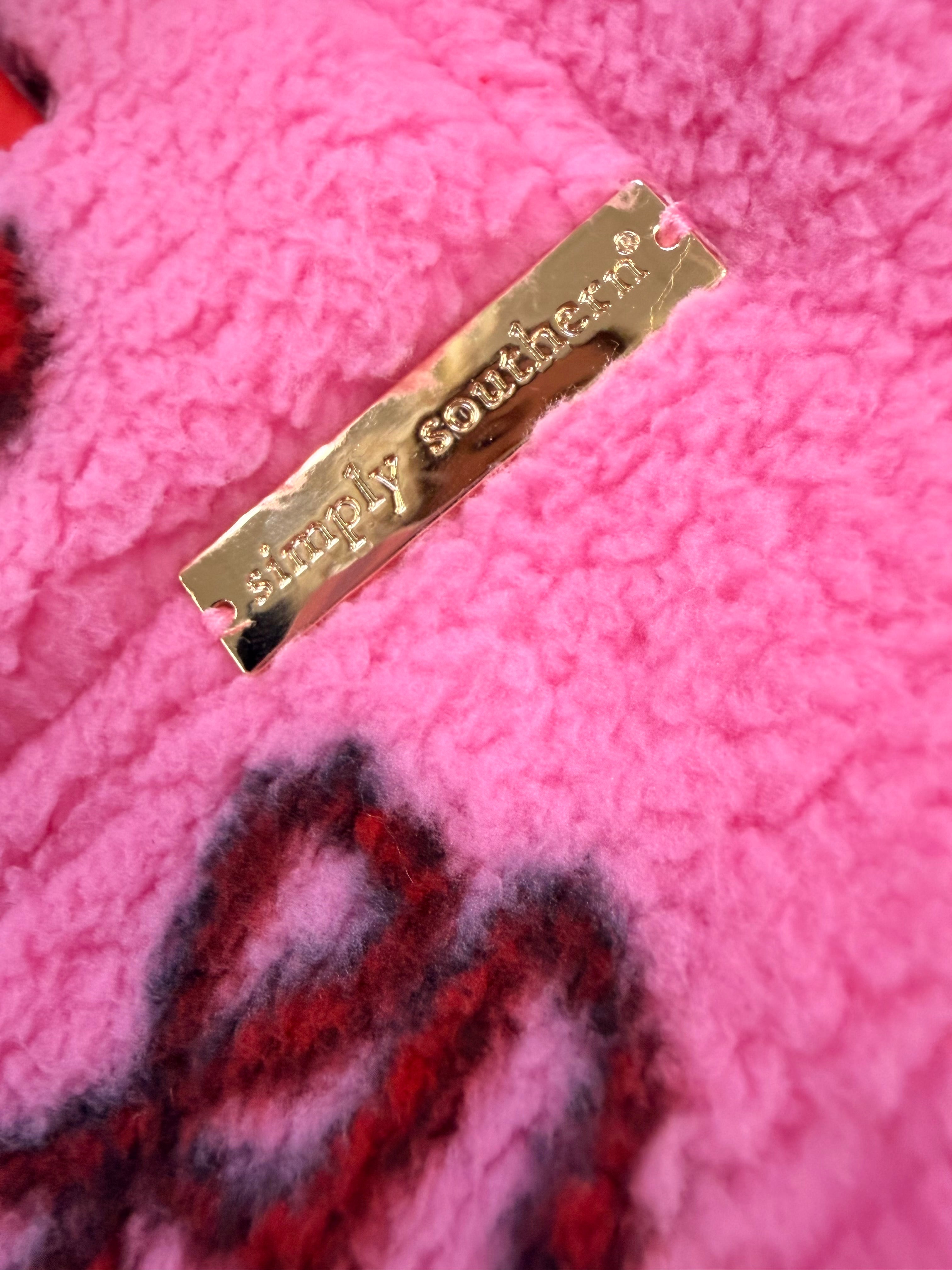 Simply Southern Pink & Red Bow Cozy Pullover