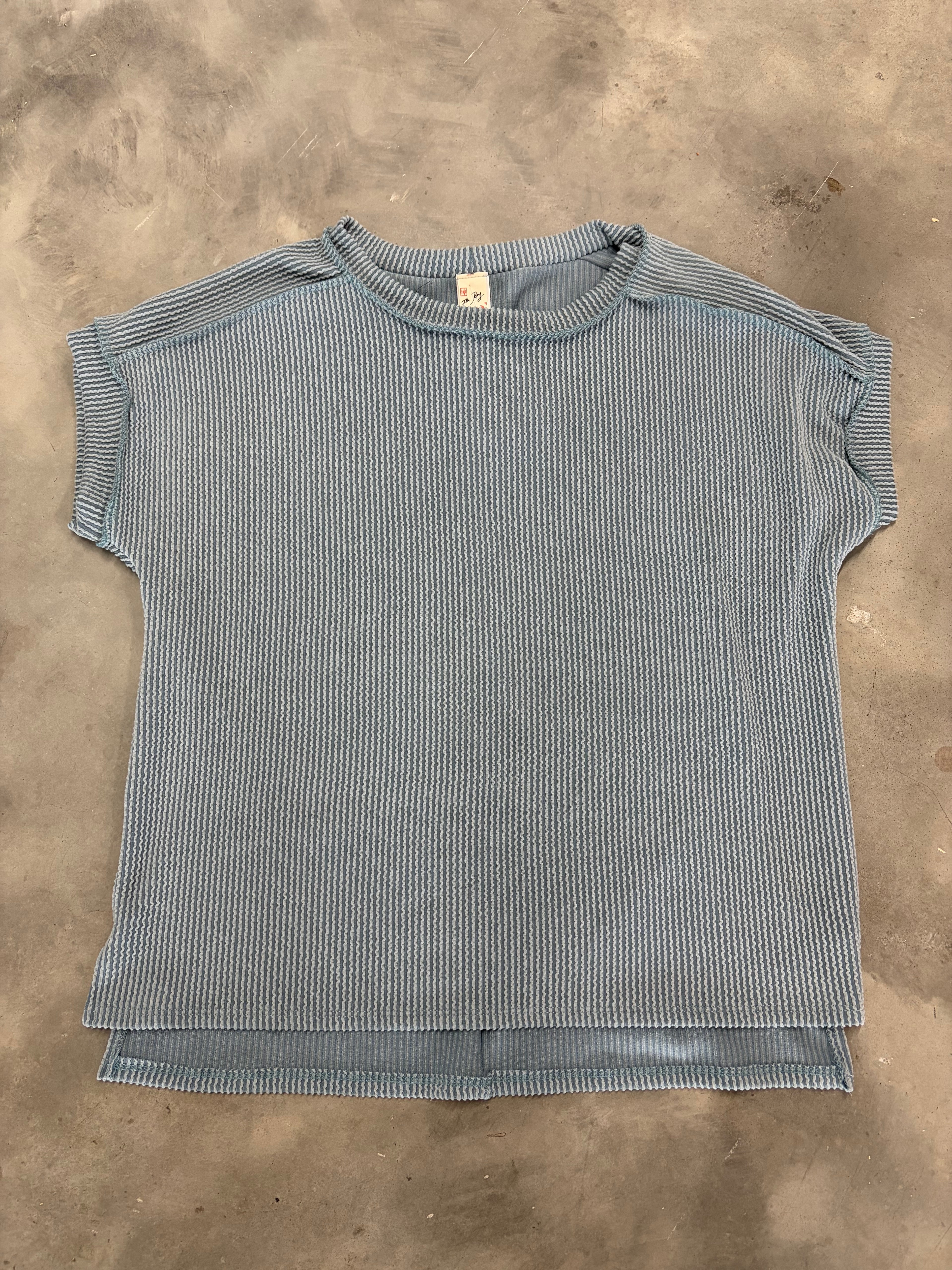 Pigeon Blue Ribbed Top - Soft & Sophisticated