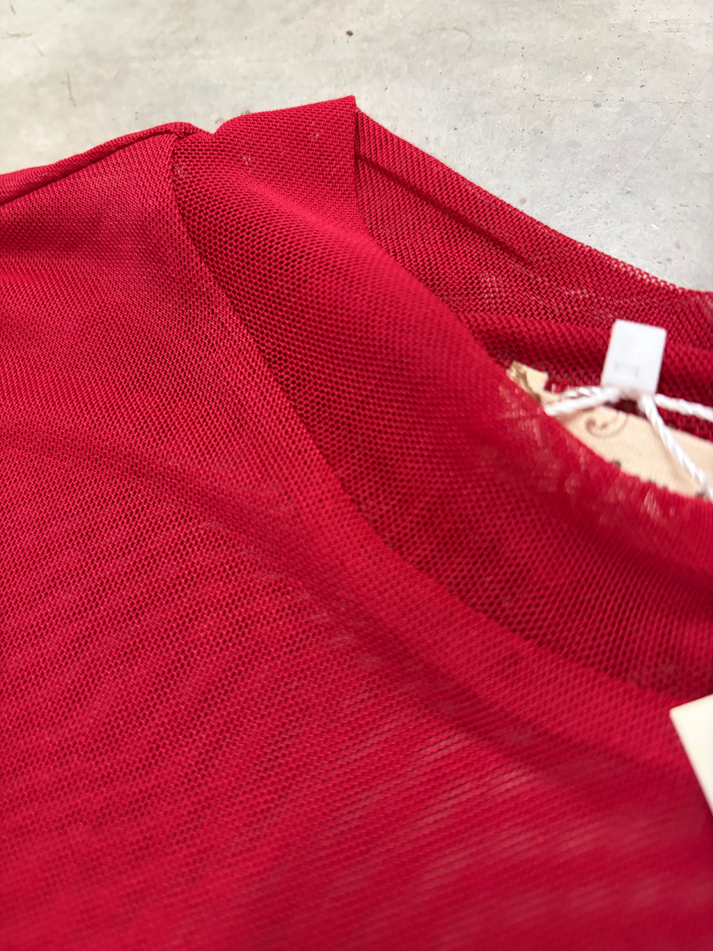 Red Rhinestone Mesh Top