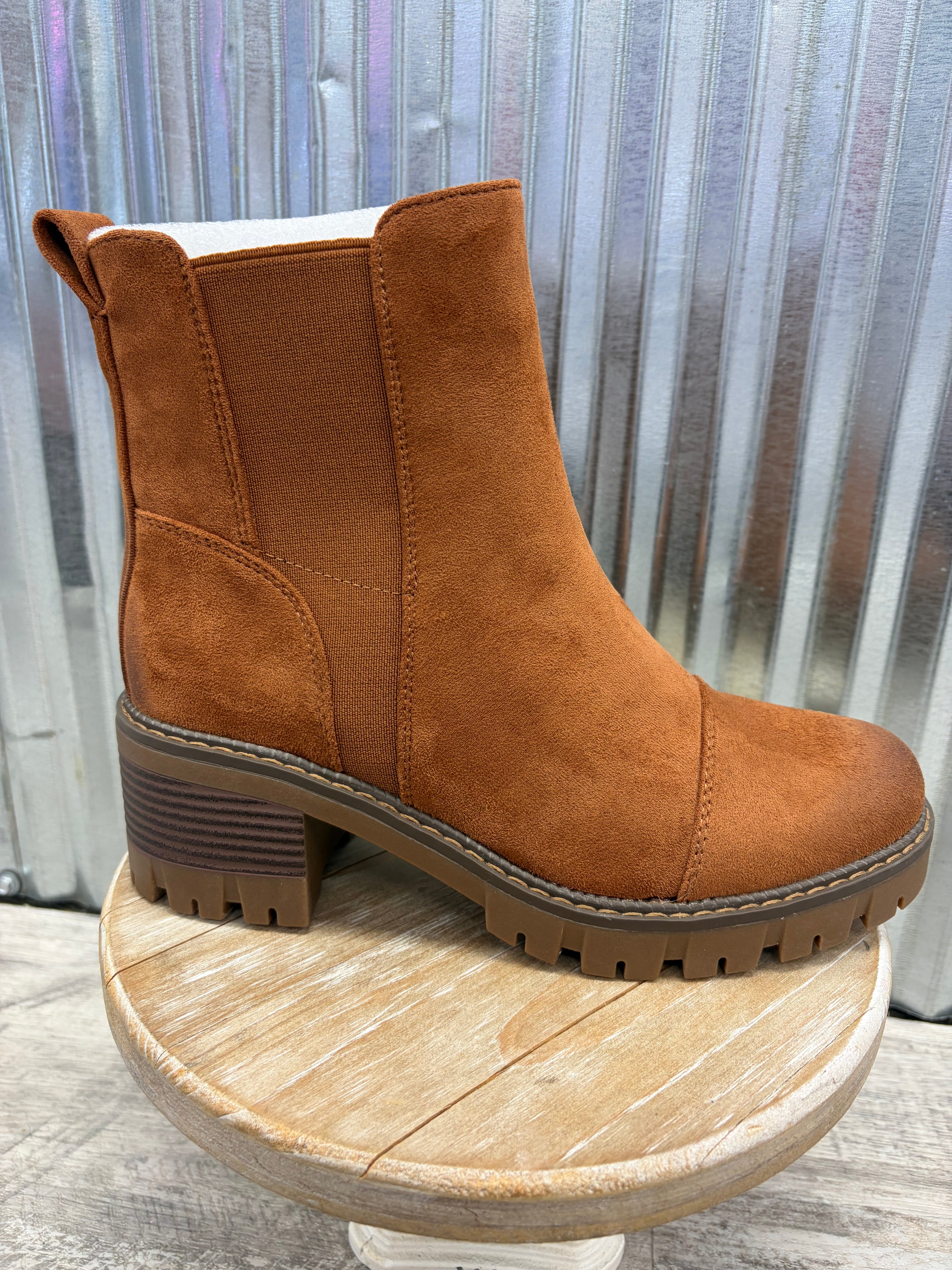 Chestnut Suede Platform Boots