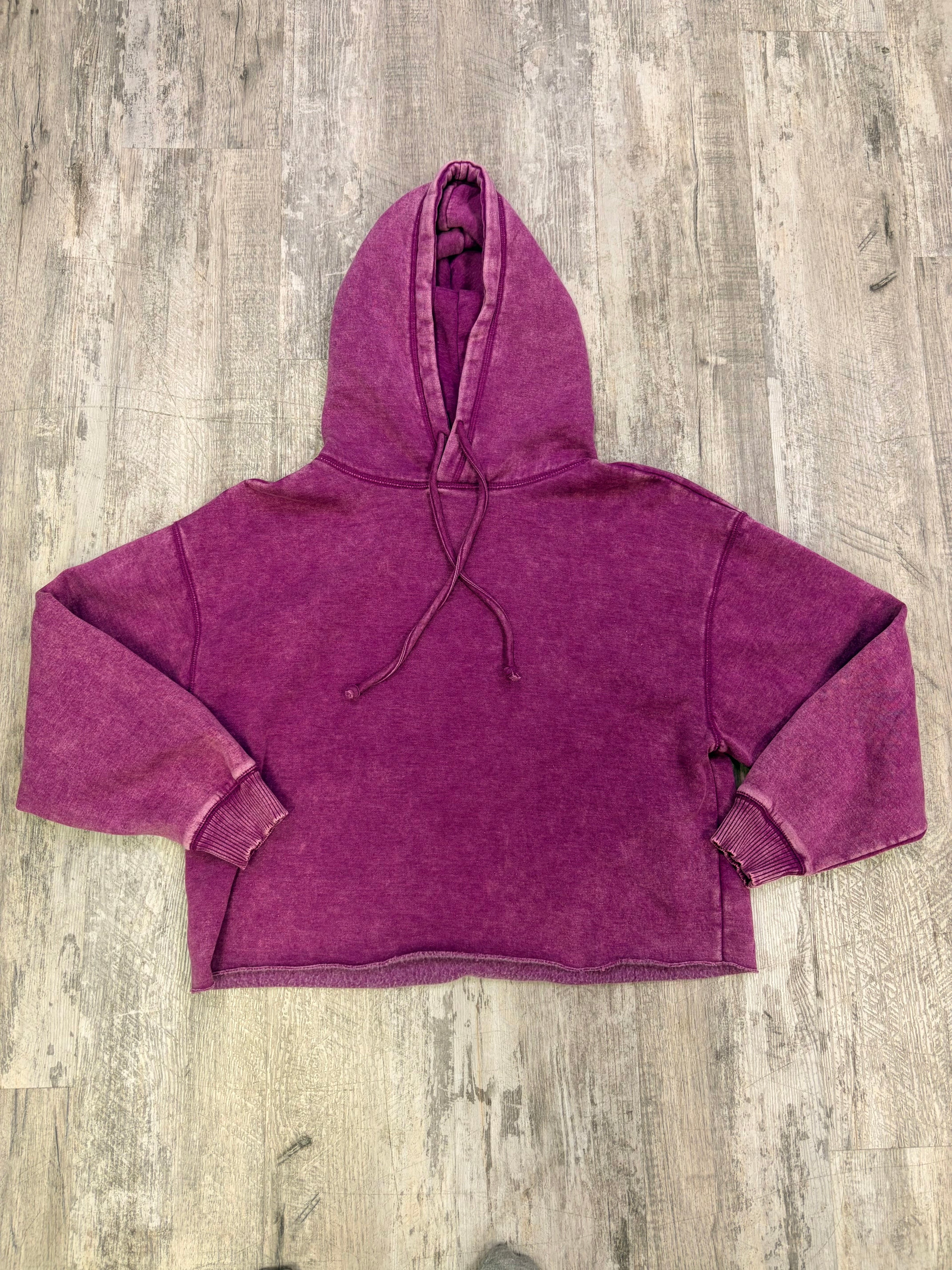 Plum Seamless Hem Flowy Hoodie