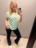 Mint Green Checkered Short Sleeve