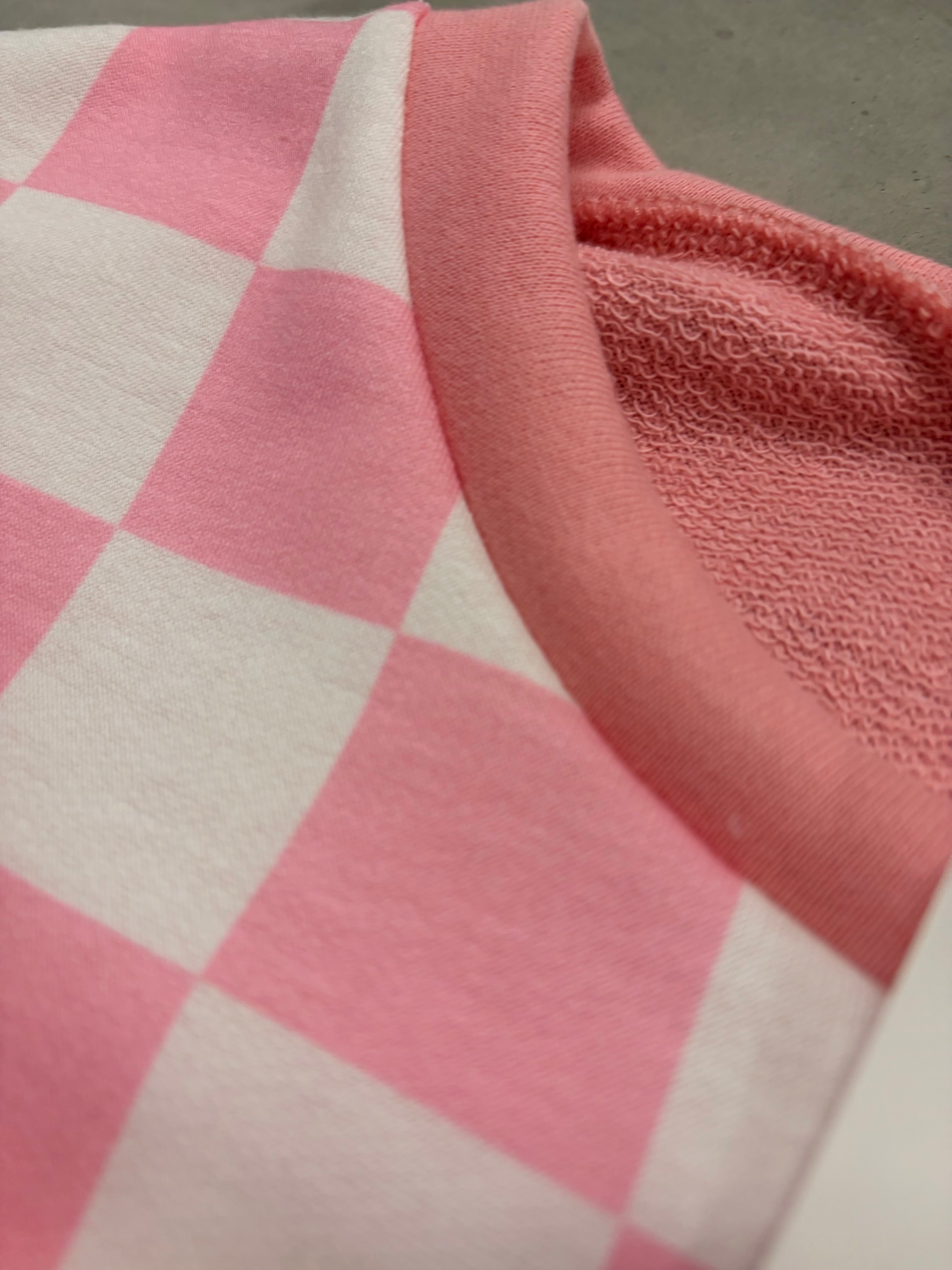 Pink Checkered Patchwork Long Sleeve - Playful & Unique