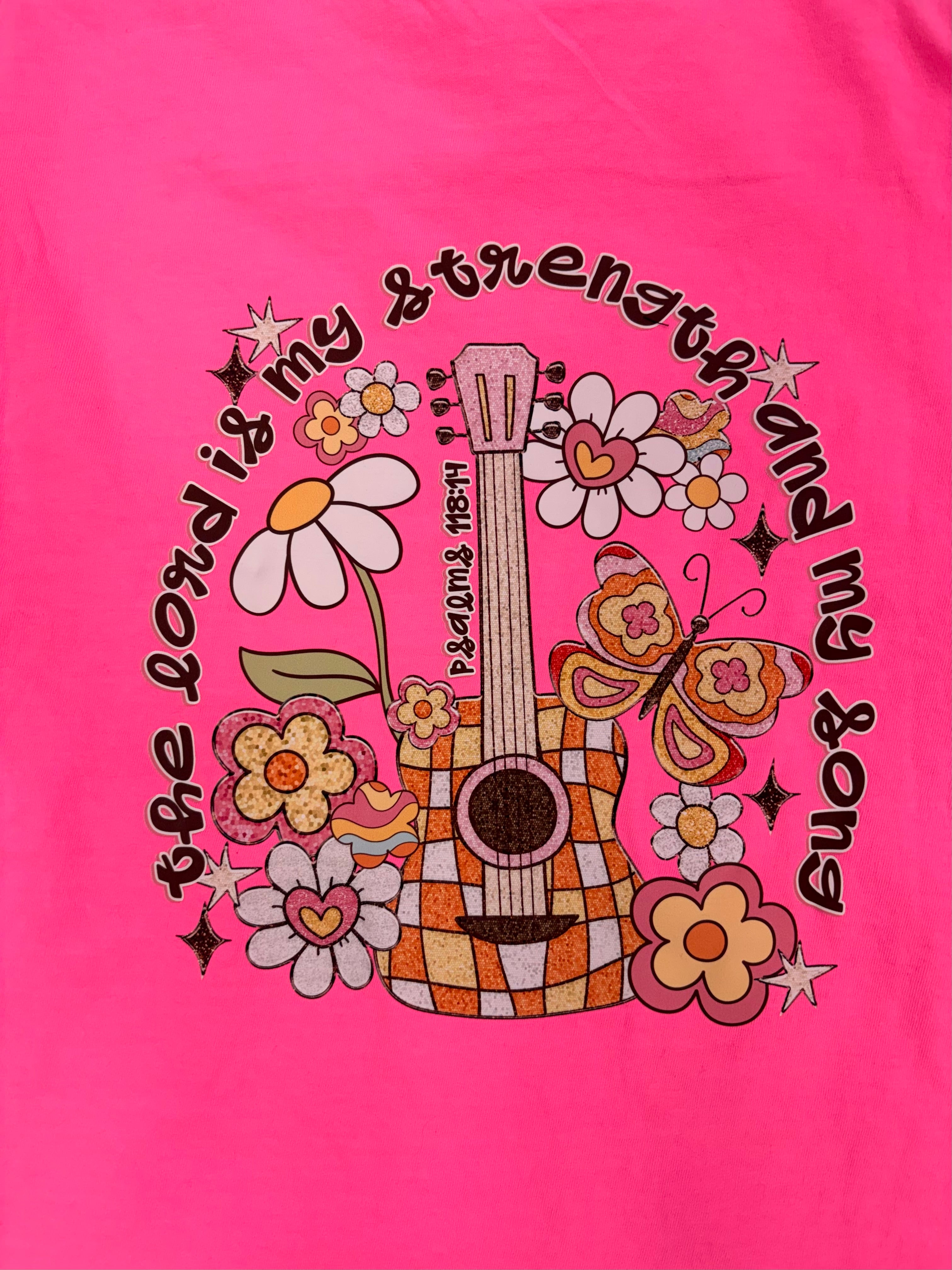 “The Lord Is My Strength” Hot Pink Graphic Tee