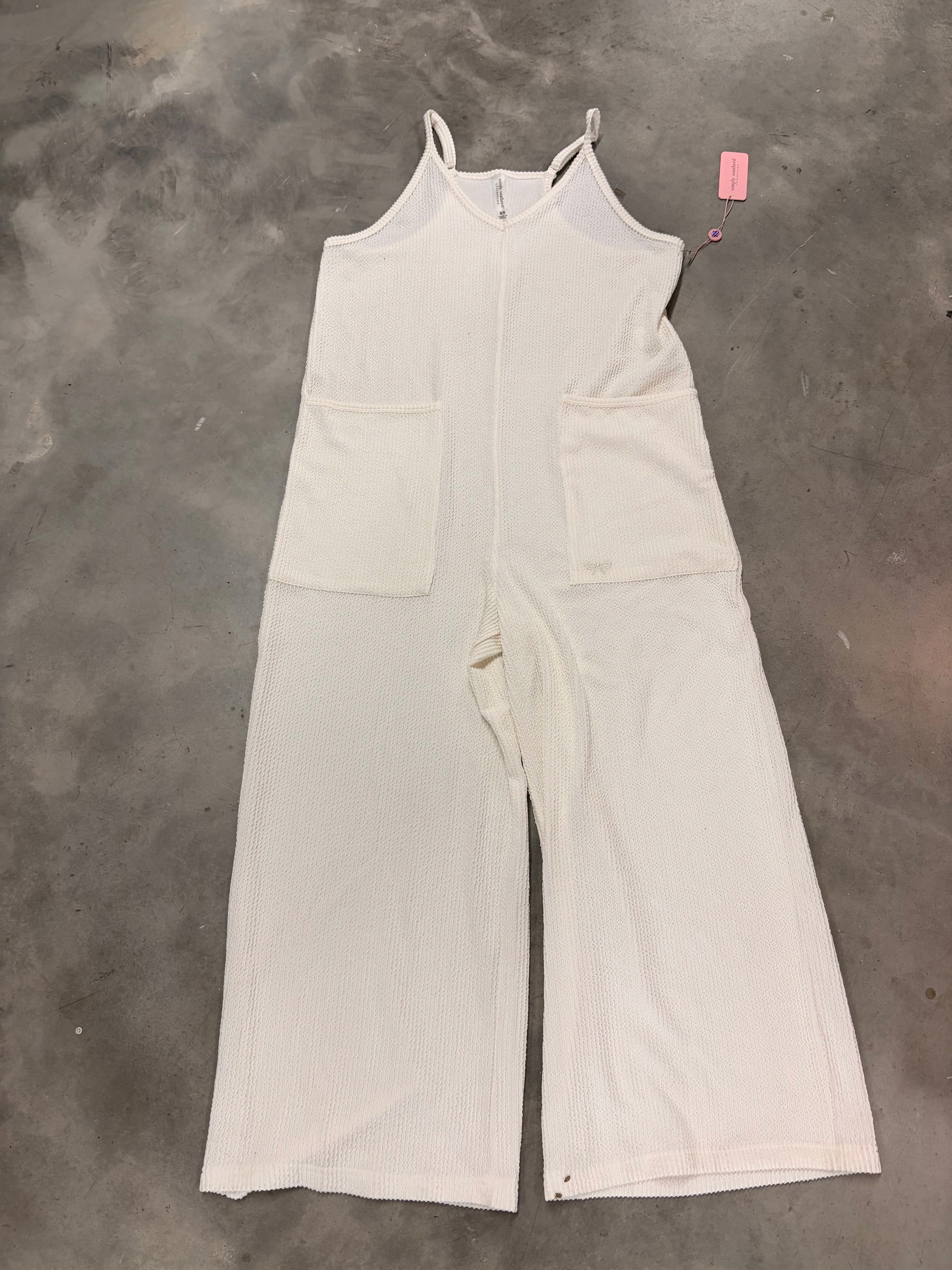 Simply Southern White Ribbed Jumpsuit