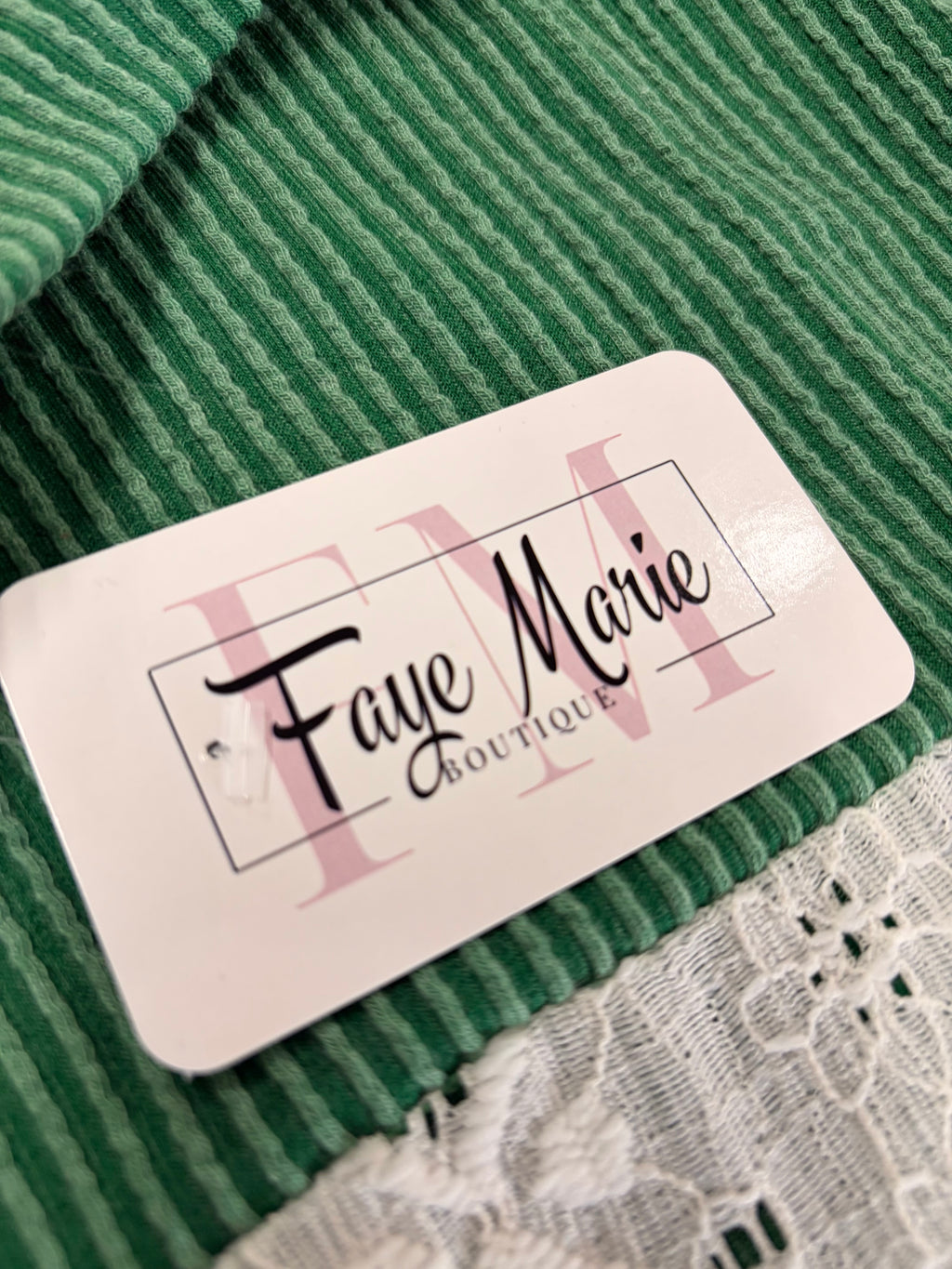 Green Ribbed Lace Top - Romantic & Feminine