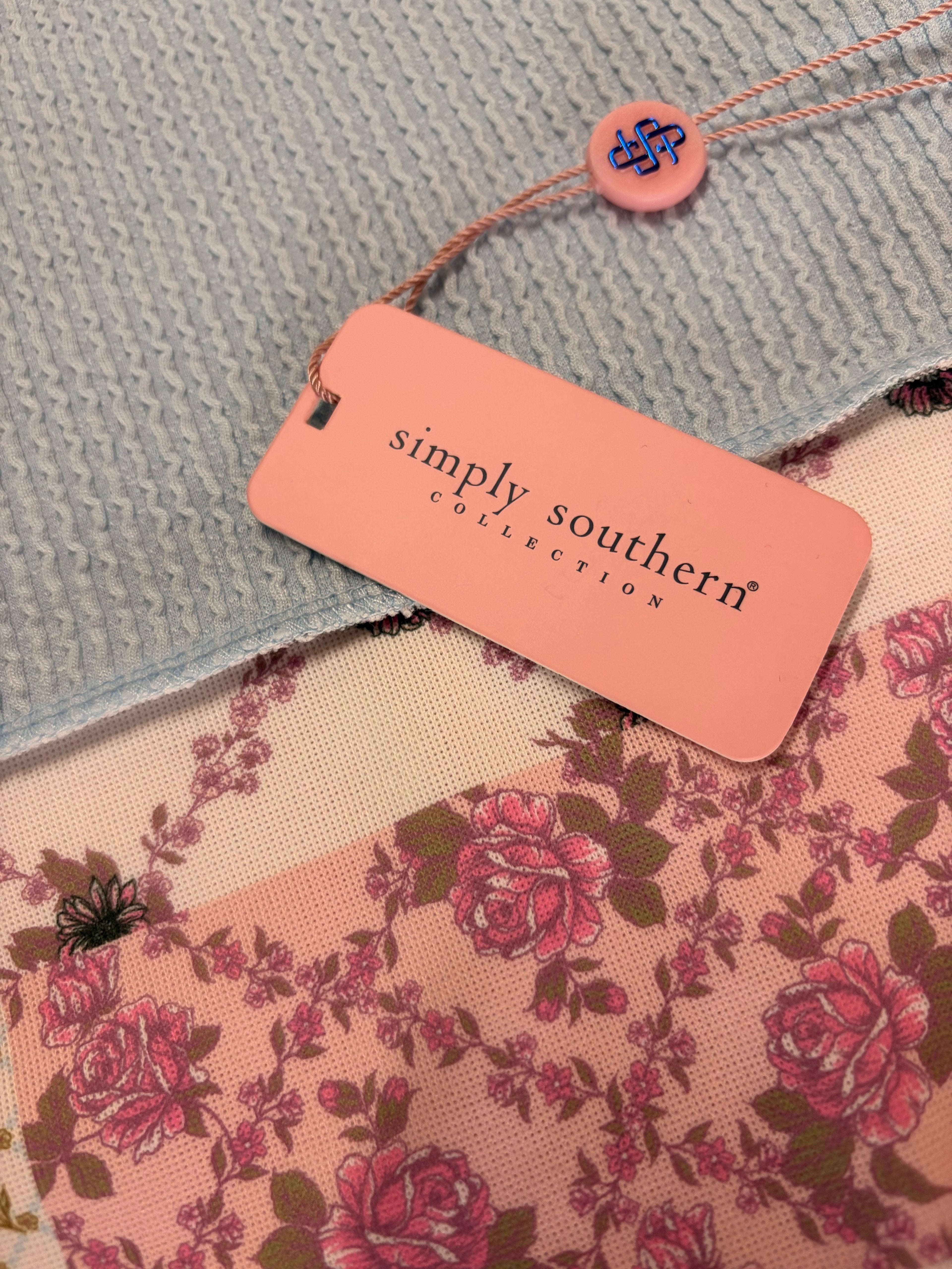 Simply Southern Blue and Pink Patchwork Tee - Casual Comfort