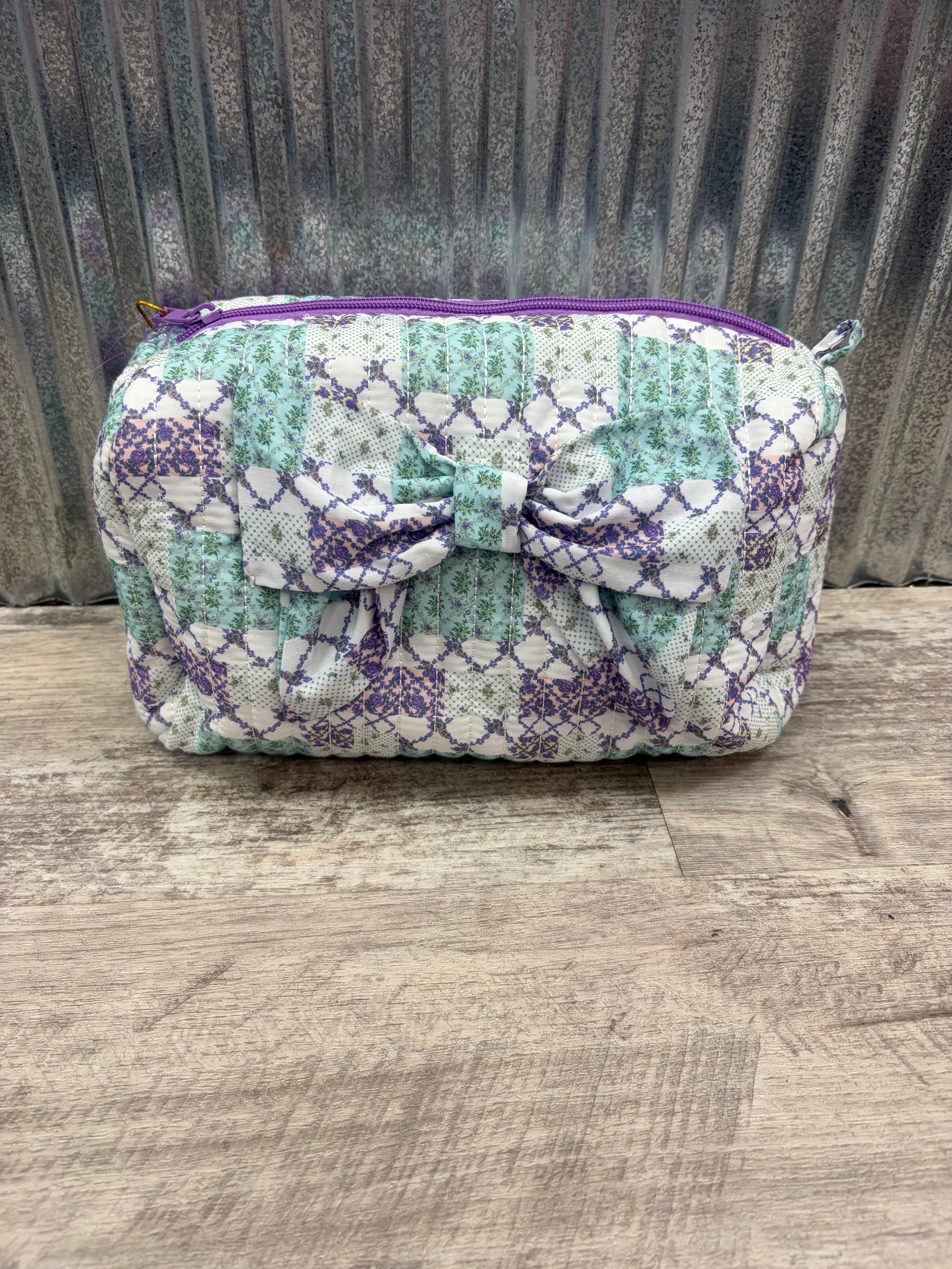 Simply Southern Patchwork Bow Cosmetic Bag
