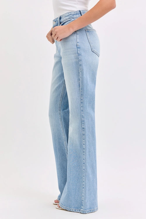 Cello Light Wash Flare Jeans - High Rise Stretch Denim for Tall Women