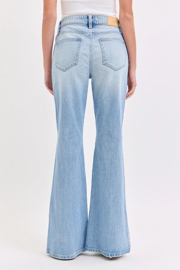 Cello Light Wash Flare Jeans - High Rise Stretch Denim for Tall Women