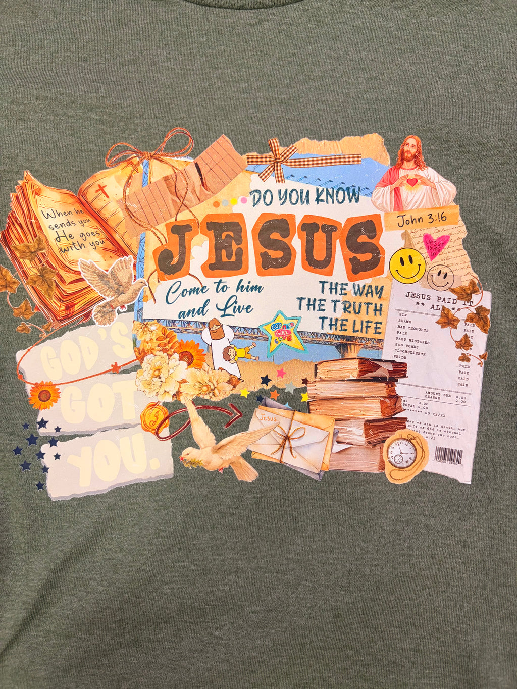"Do You Know Jesus” Vintage Collage Graphic Tee