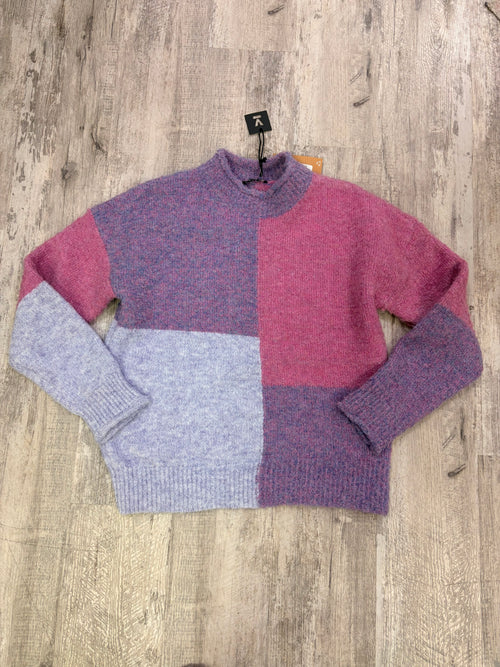 Blush and Lilac Soft Knit Colorblock Sweater