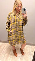 Golden Harvest Plaid Shirt Dress