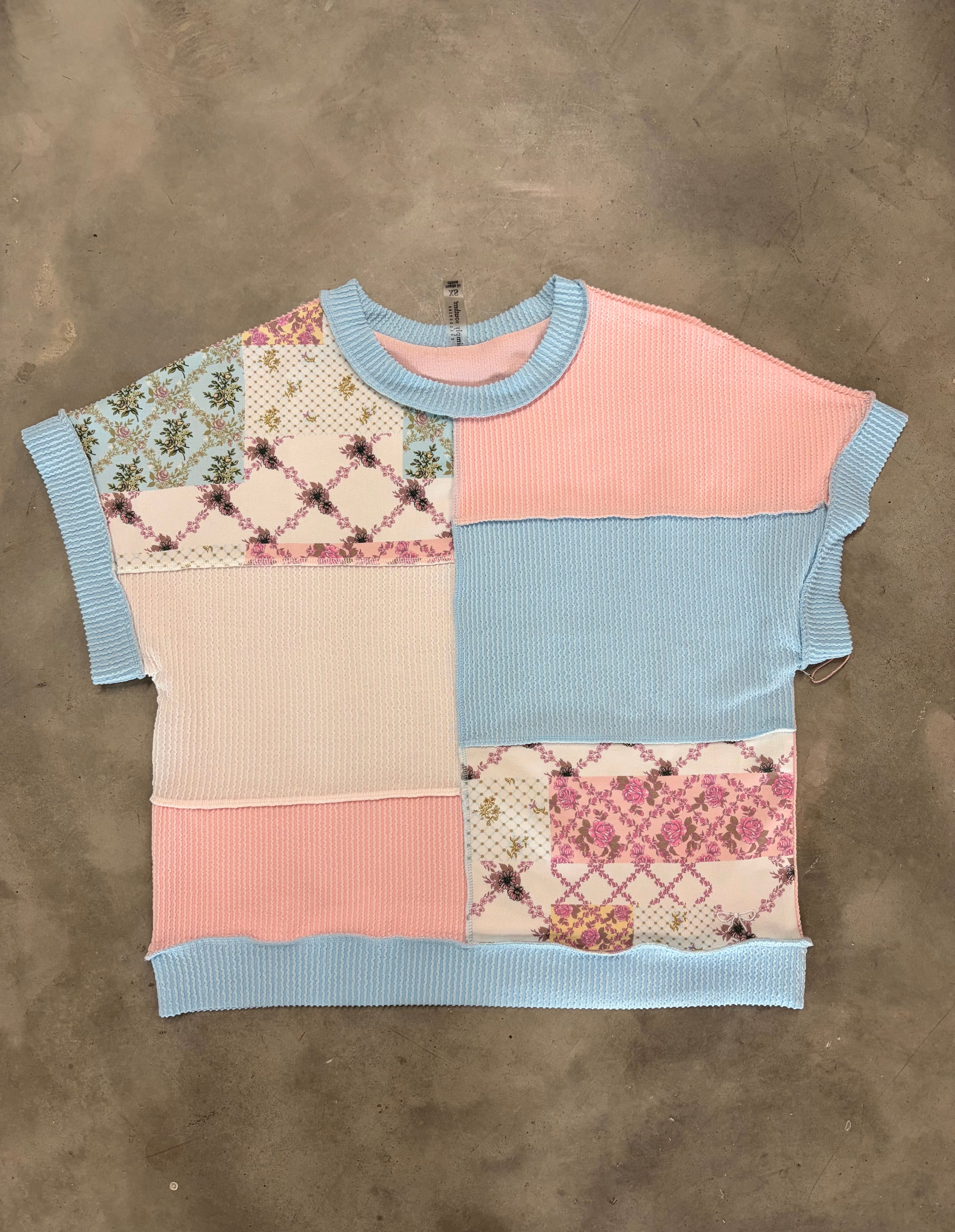 Simply Southern Blue and Pink Patchwork Tee - Casual Comfort