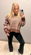 Two-Tone Brown Ultra-Soft Knit Sweater