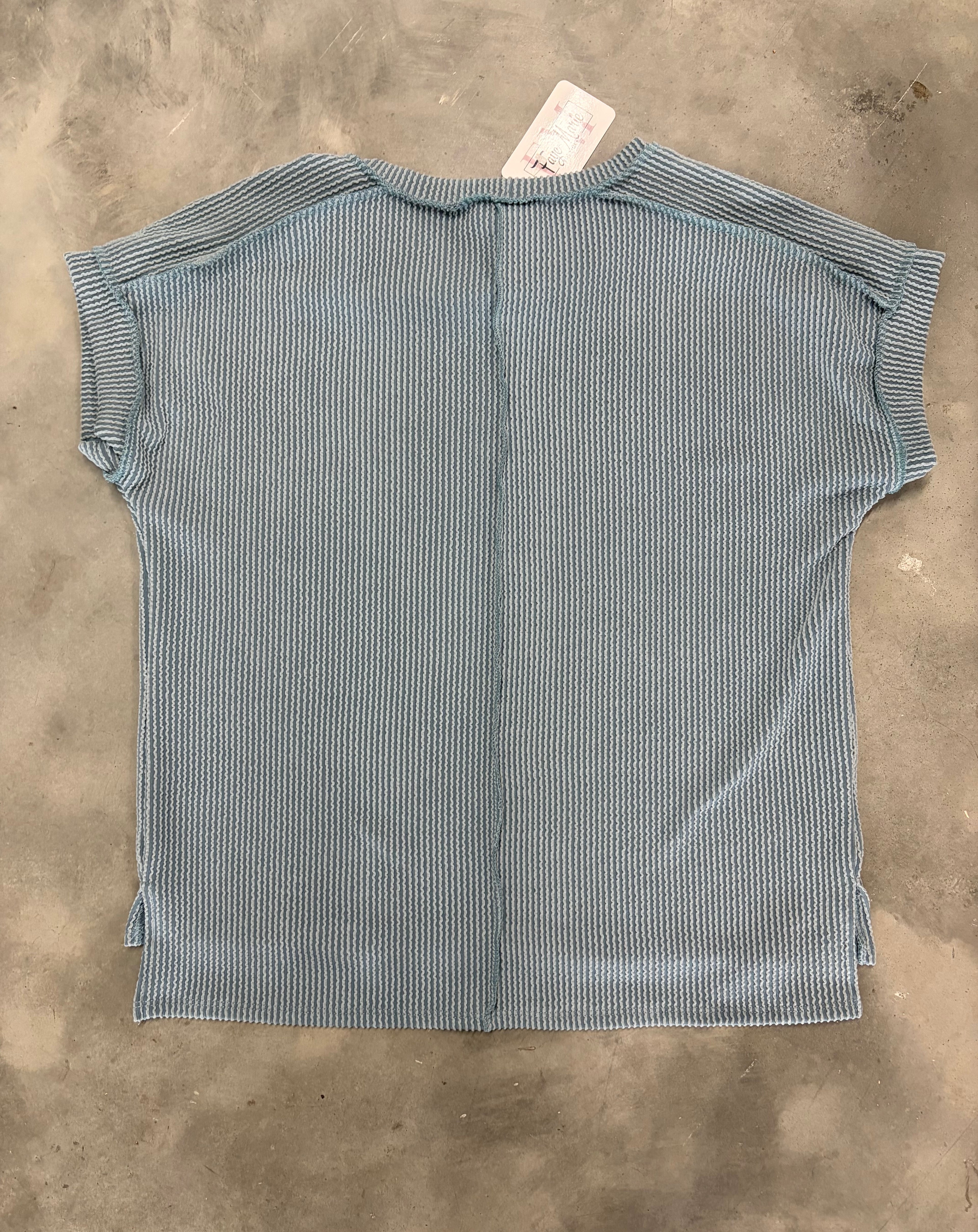 Pigeon Blue Ribbed Top - Soft & Sophisticated