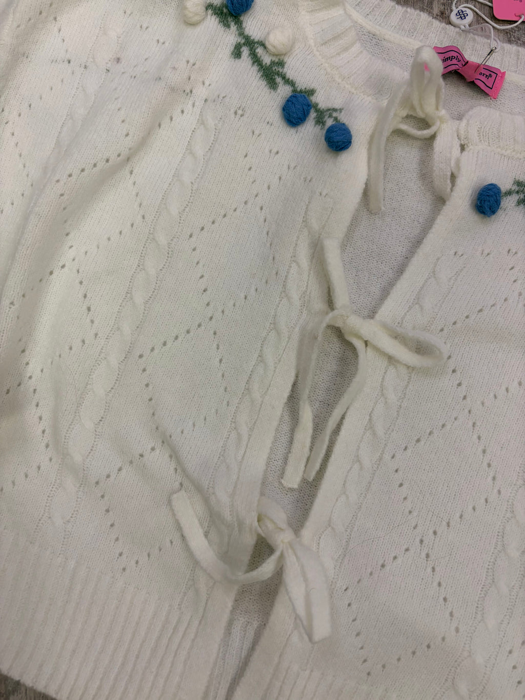 Floral Vine Tie-Front Sweater