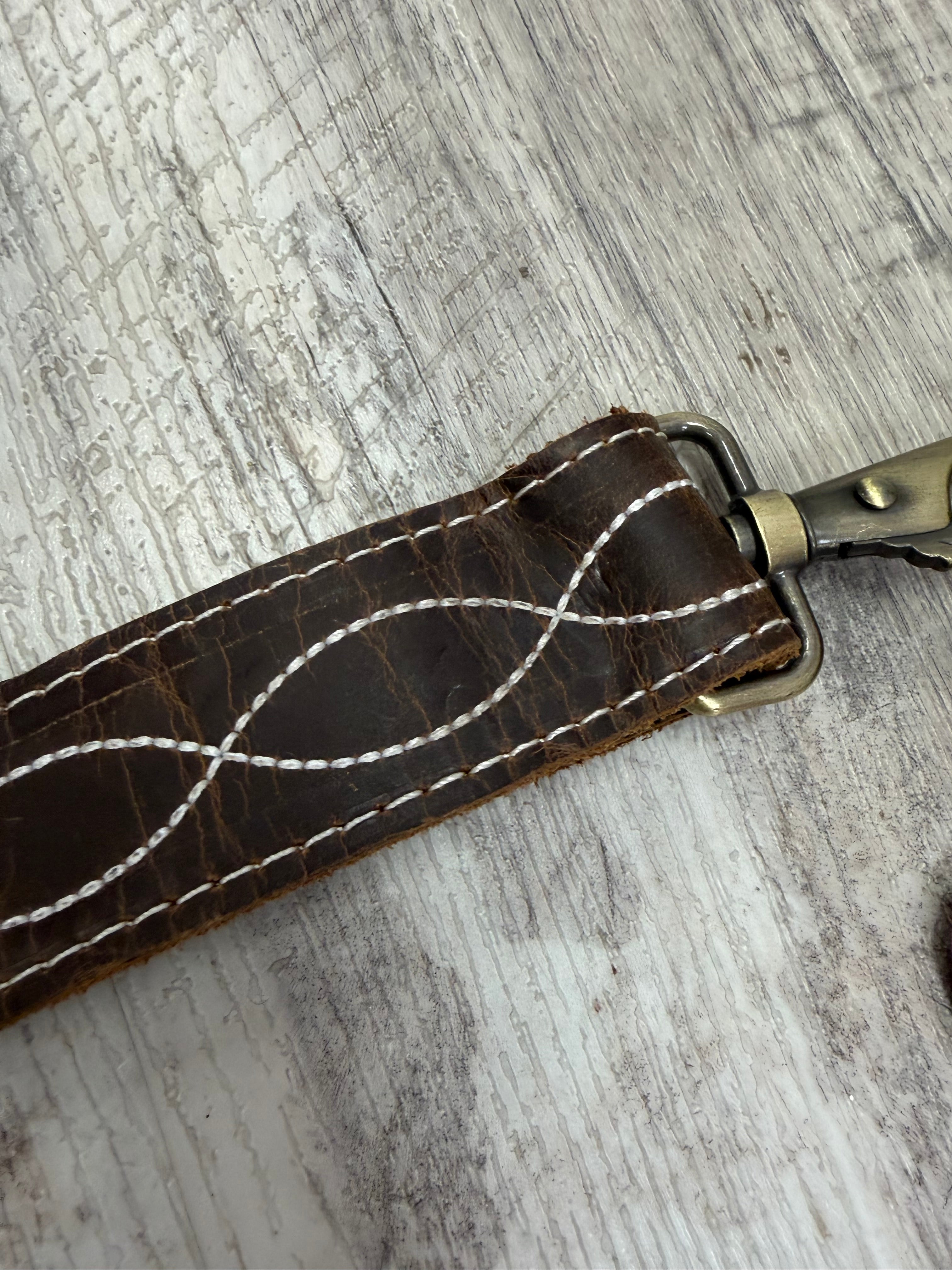 Genuine Leather Fringe Detail Crossbody Purse