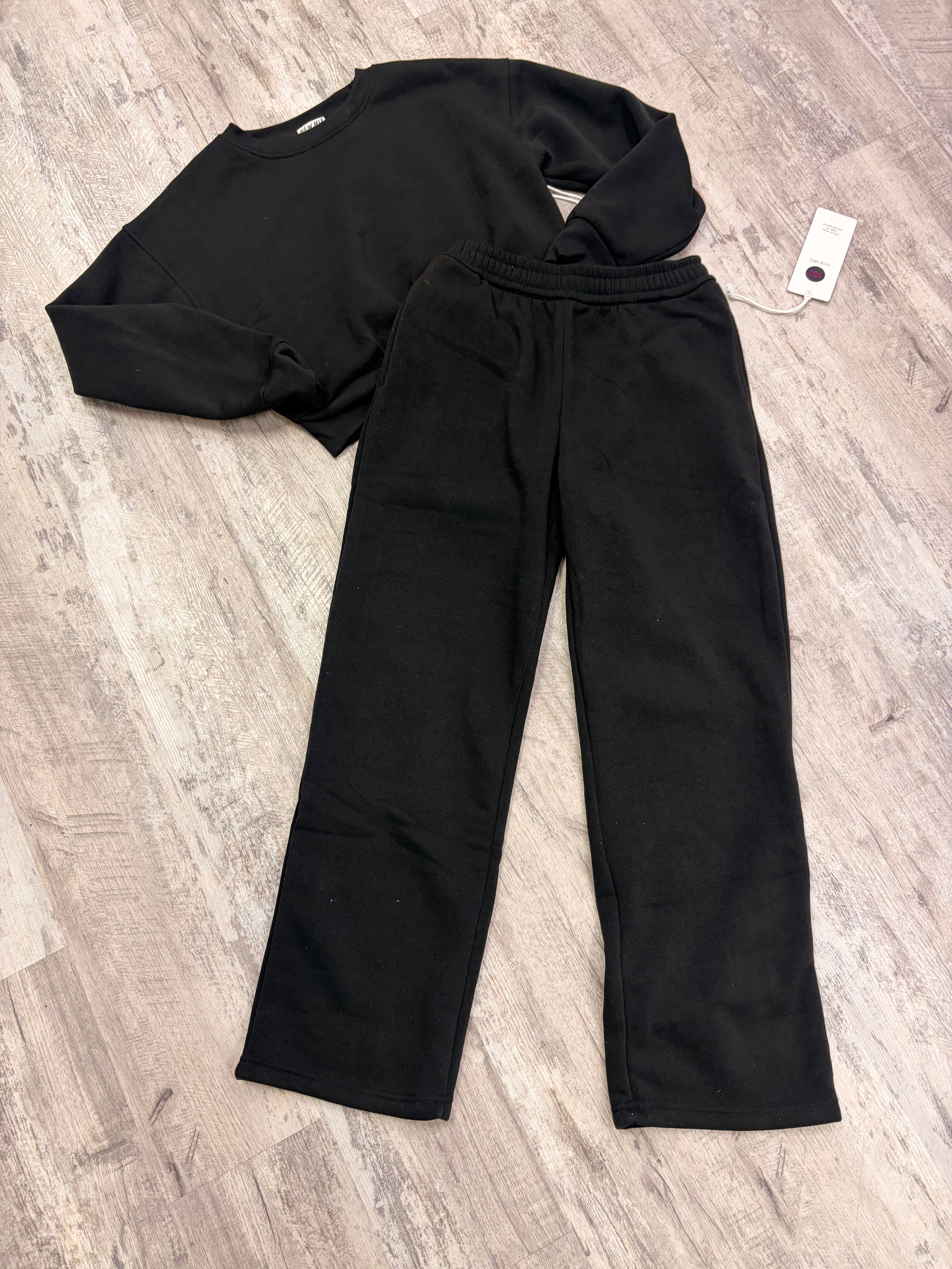 Black Cropped Two-Piece Cozy Fleece Set