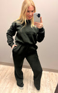 Black Cropped Two-Piece Cozy Fleece Set