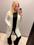 Cream Checkered Lightweight Cardigan with Pockets