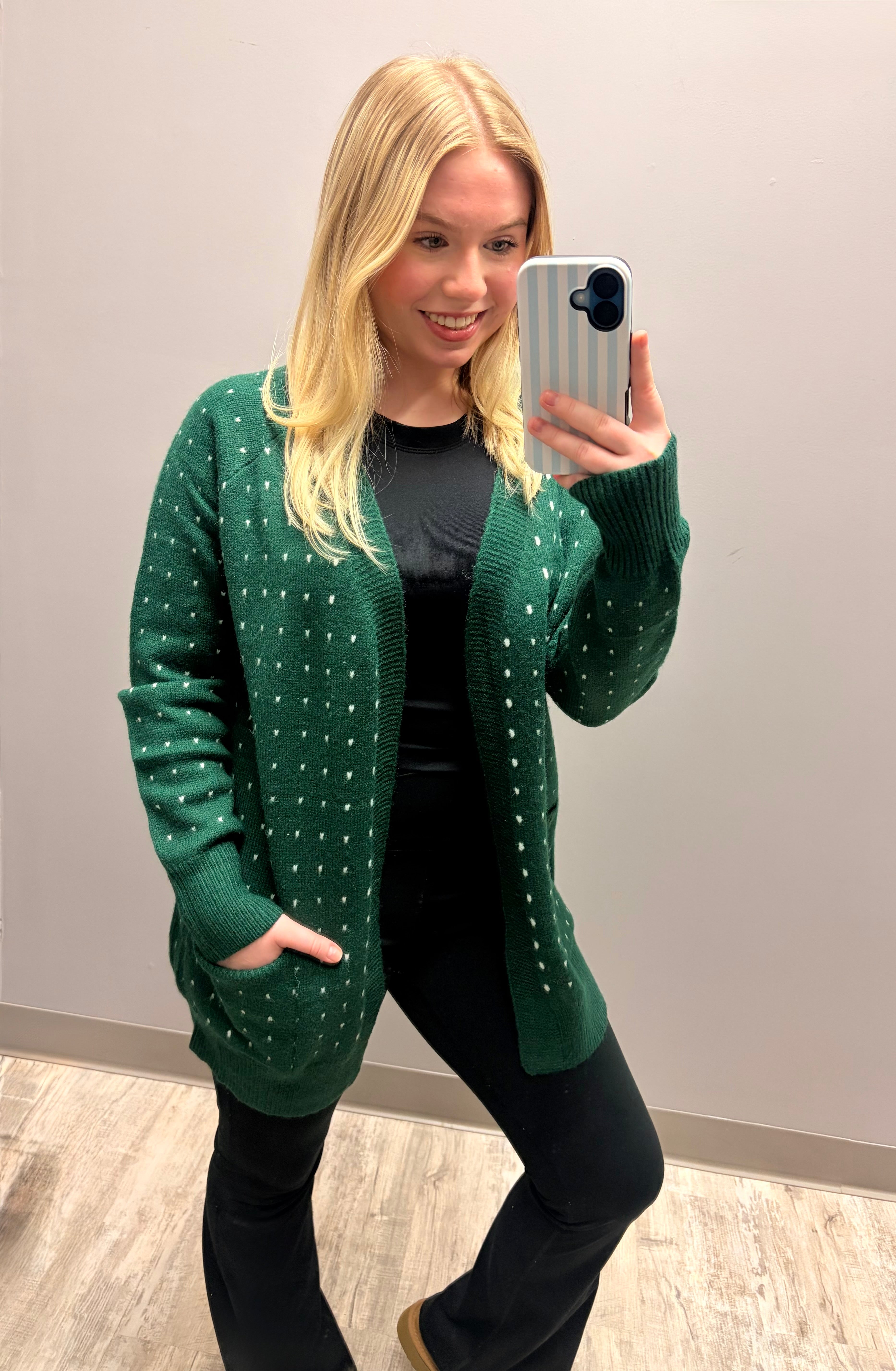 Green Polka Dot Cardigan
